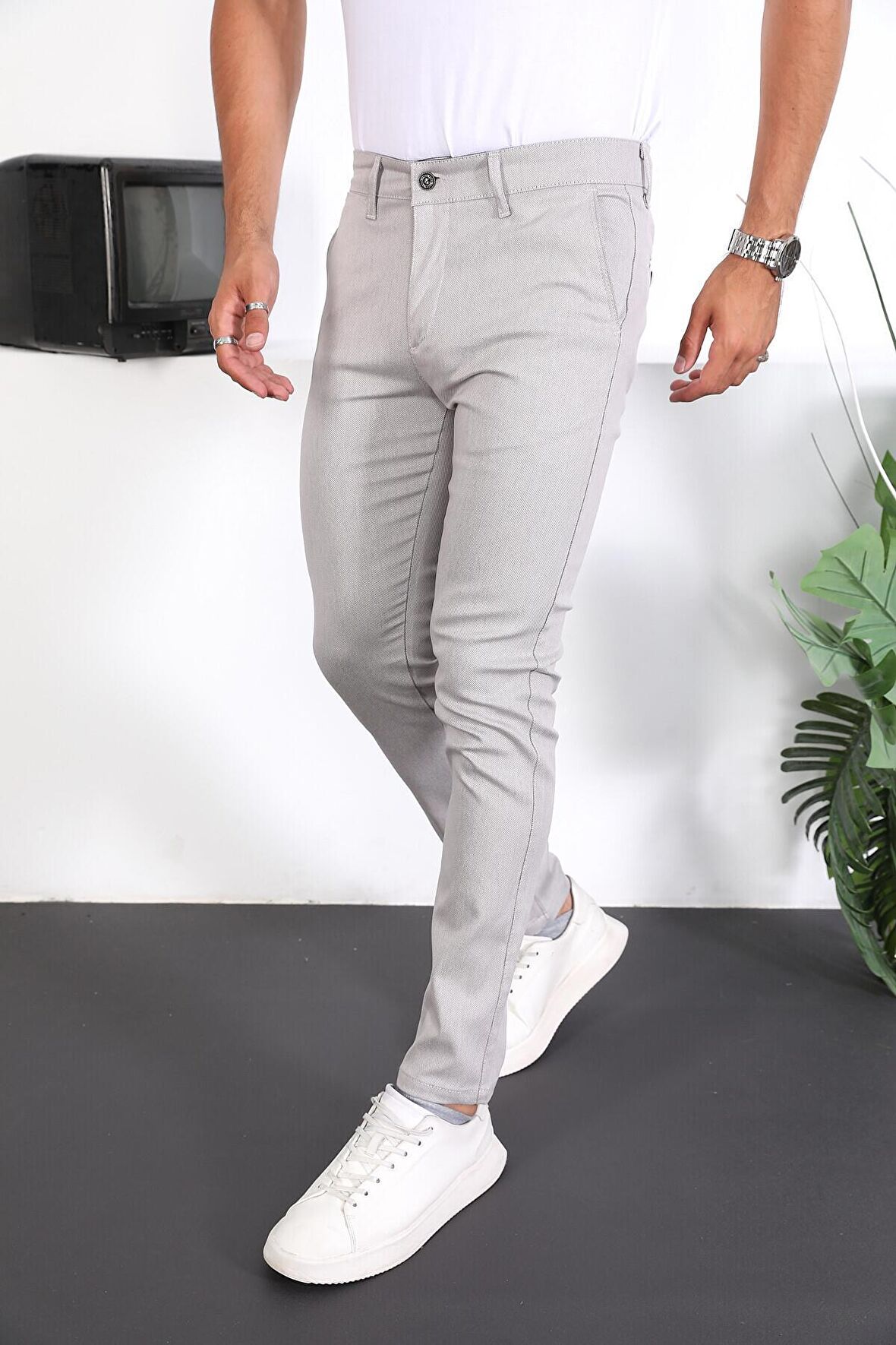 Slim Fit Chino Keten Pantolon