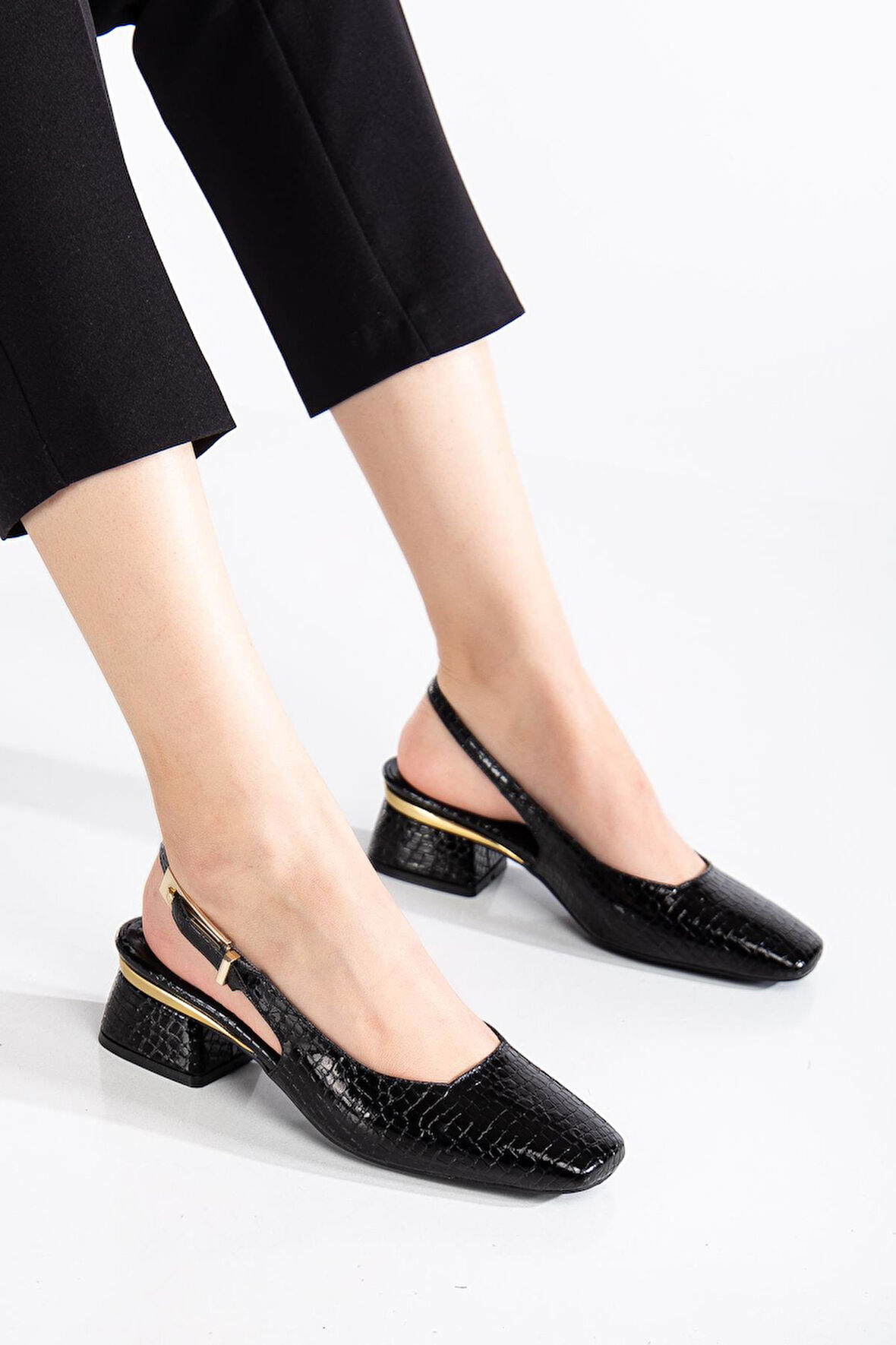 Suins Christa Model Kadın Orta Topuklu Kroko Ayakkabı