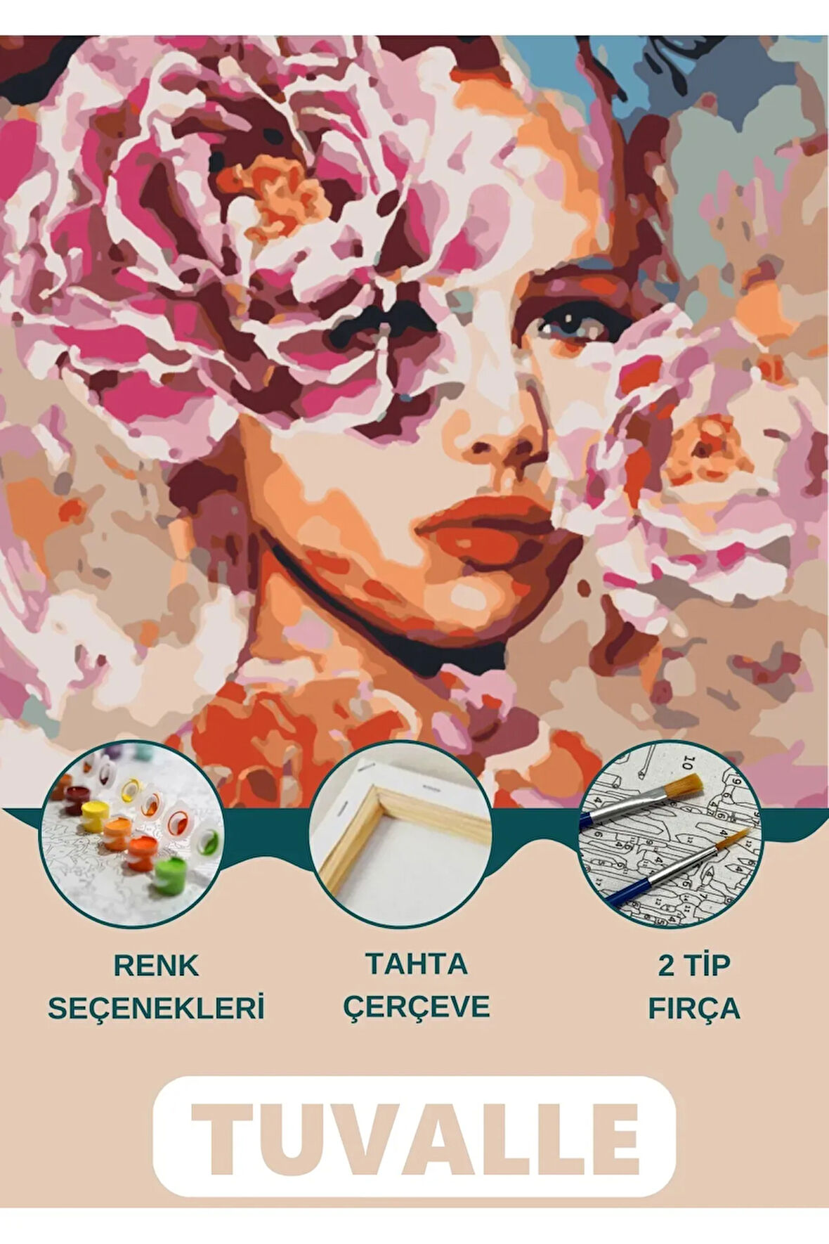 Çiçeklenen Ruh Sayılarla Boyama Seti, Hobi Seti, 40X50 Tablo, Fırça Boya Asma Aparatı Dahil, Doğa