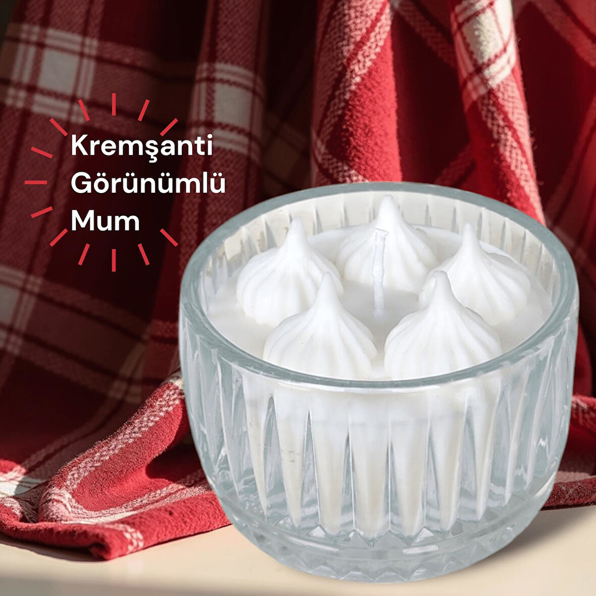 Kremşanti Görünümlü %100 Doğal Soya Wax Kokulu Dekoratif Mum