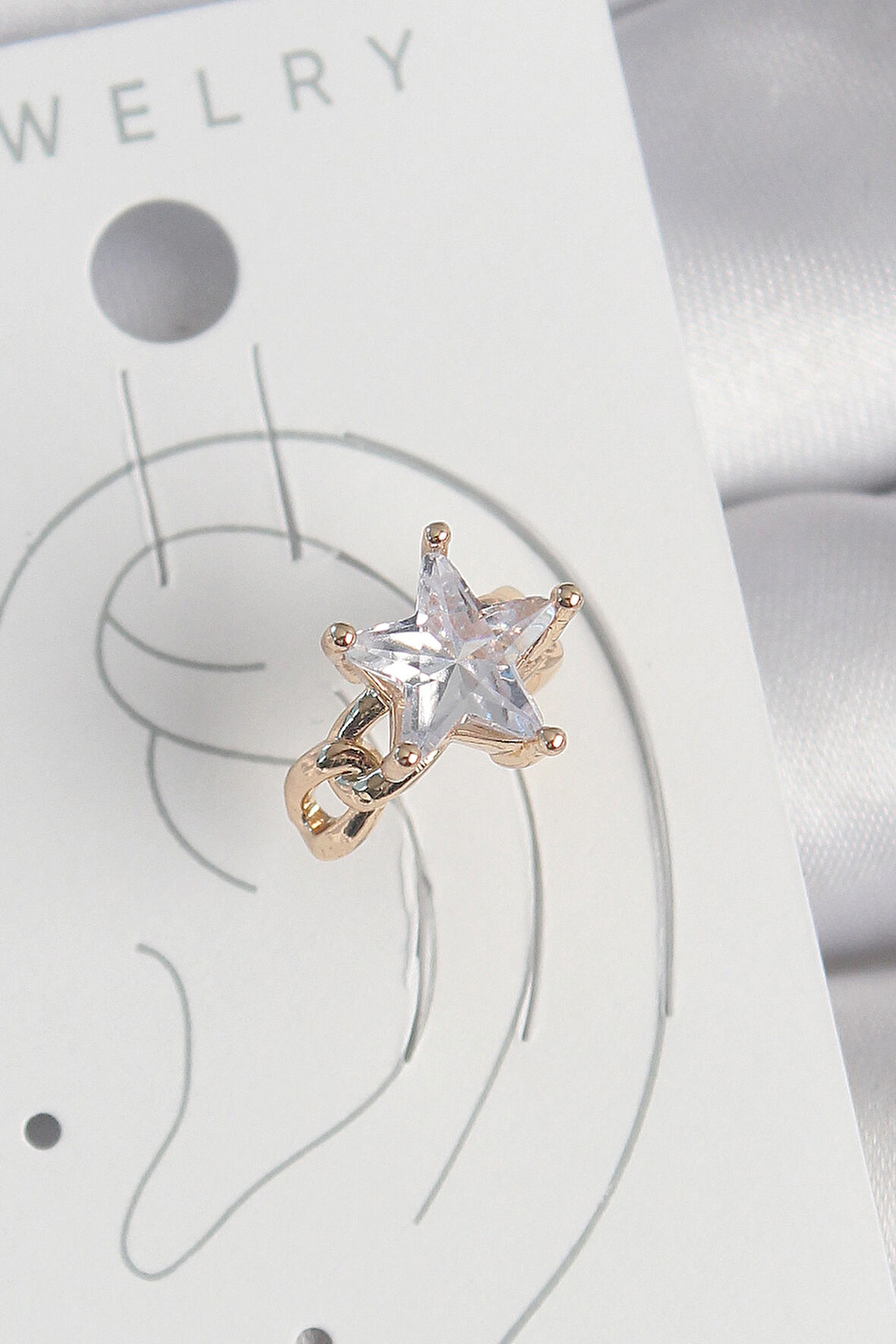 Pirinç Gold Renk Zirkon Taşlı Yıldız Model Kadın Kıkırdak Küpe