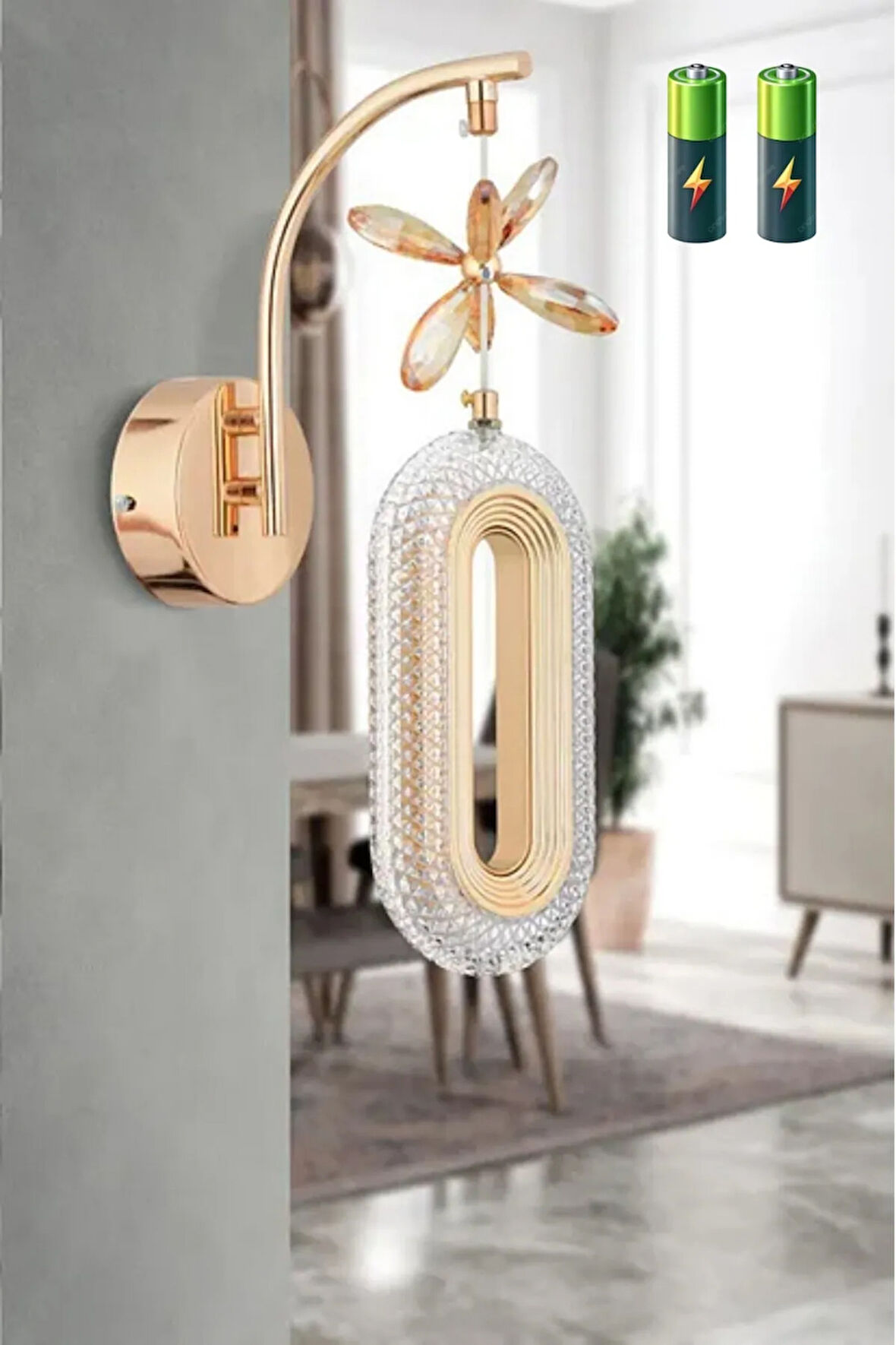 Ciela Model Gold Kaplama Oturma Yatak Mutfak Çocuk Odası Duvar Led Pilli Aplik