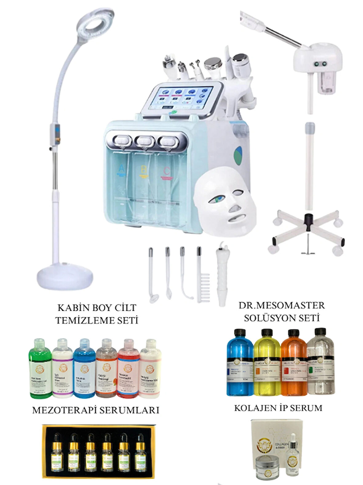  Hydrafacial 7in1 + Vapozon Buhar + Büyüteçli Loop Lamba (Amerikan Cilt Bakım Seti)
