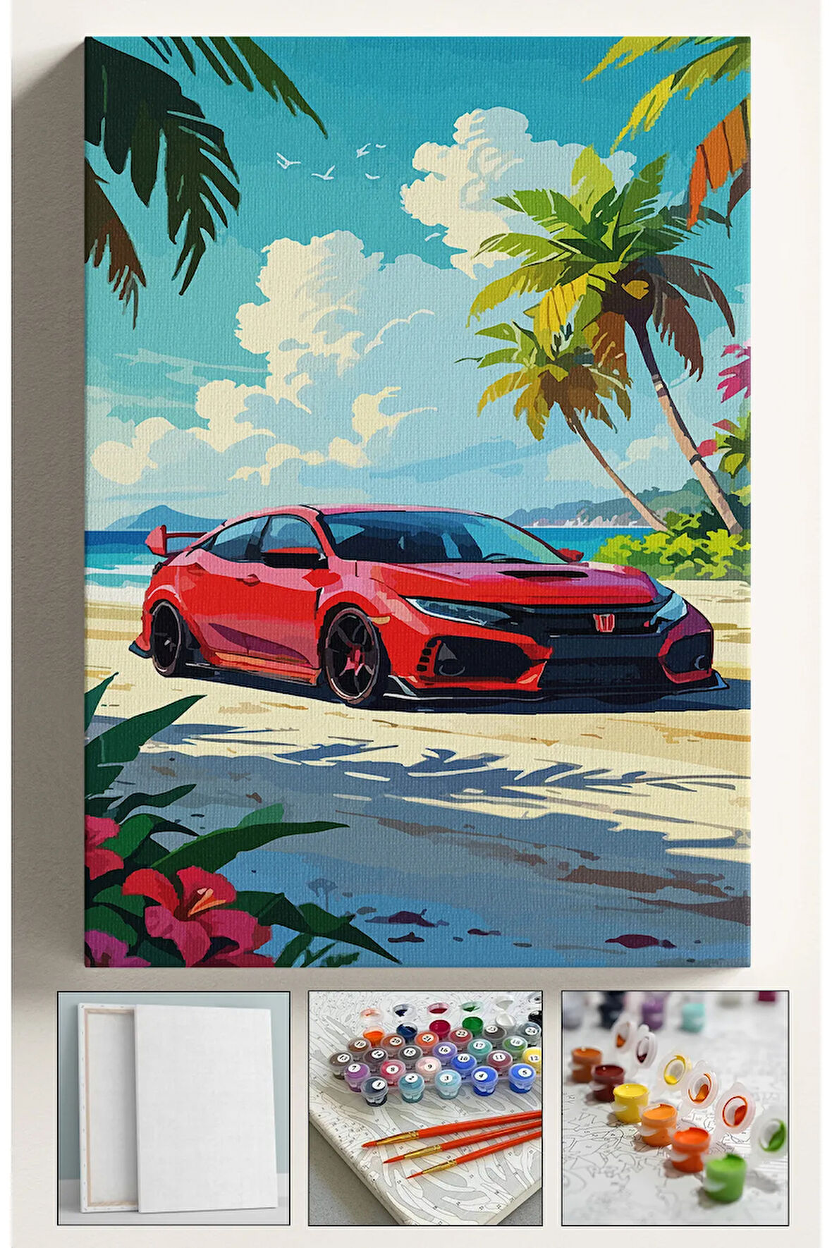 Sayılarla Boyama Tuval Seti Hobi Seti Kasnaklı Fırça Boya Dahil (çıtalı) 40x50 Cm CIVIC