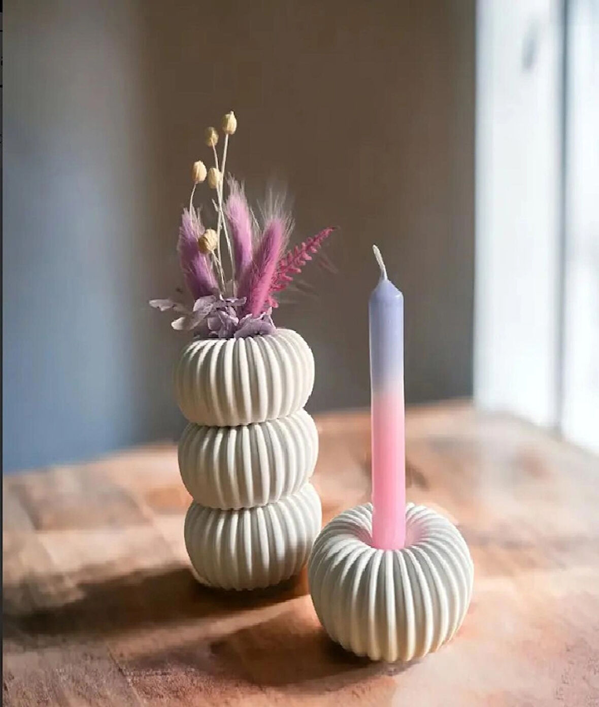 edaymen Dekoratif Yuvarlak Çizgili Pinterest 3lü Minimal Şamdan Mumluk