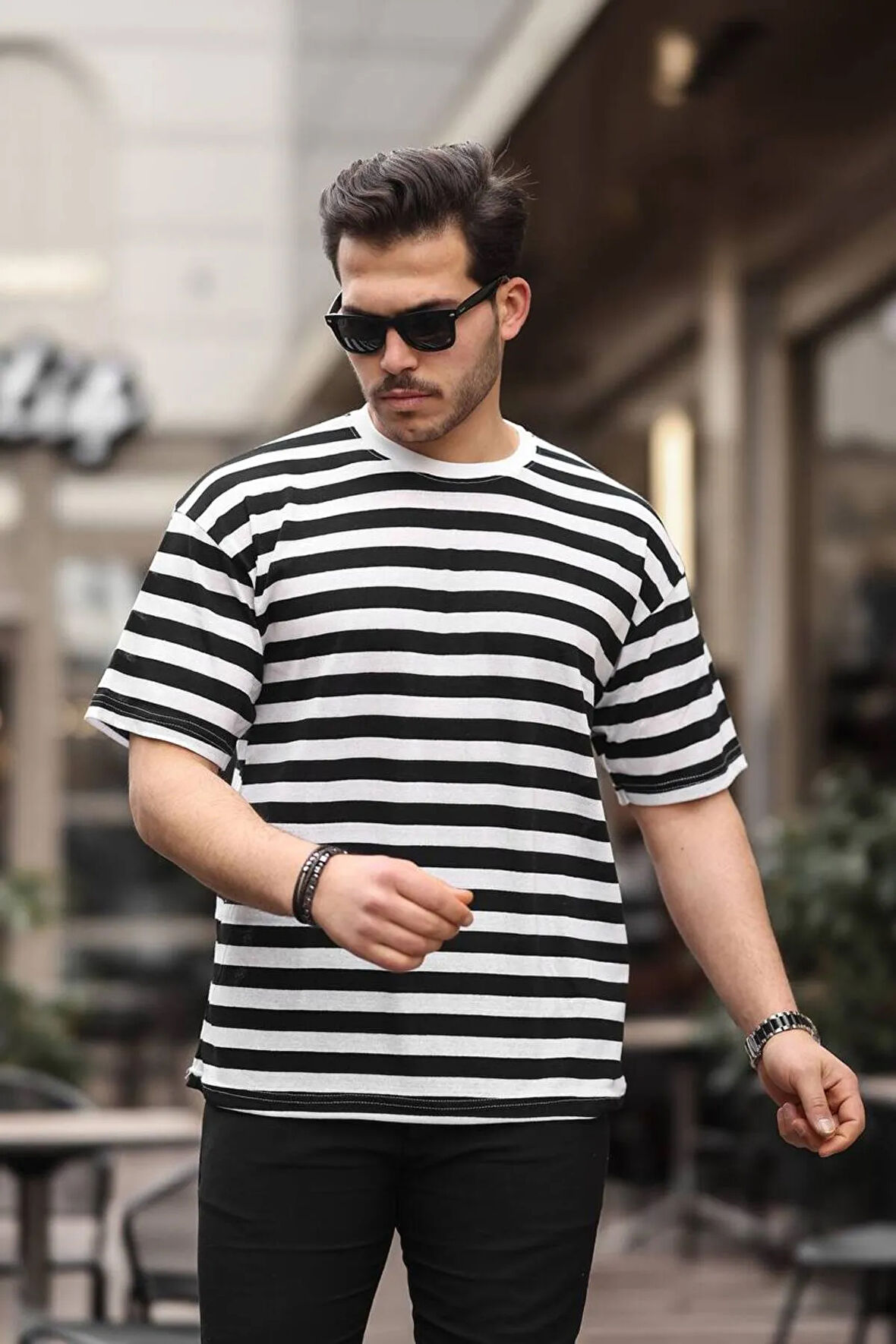 Baskılı Oversize Tişört Ön Arka Baskılı Erkek T-Shirt