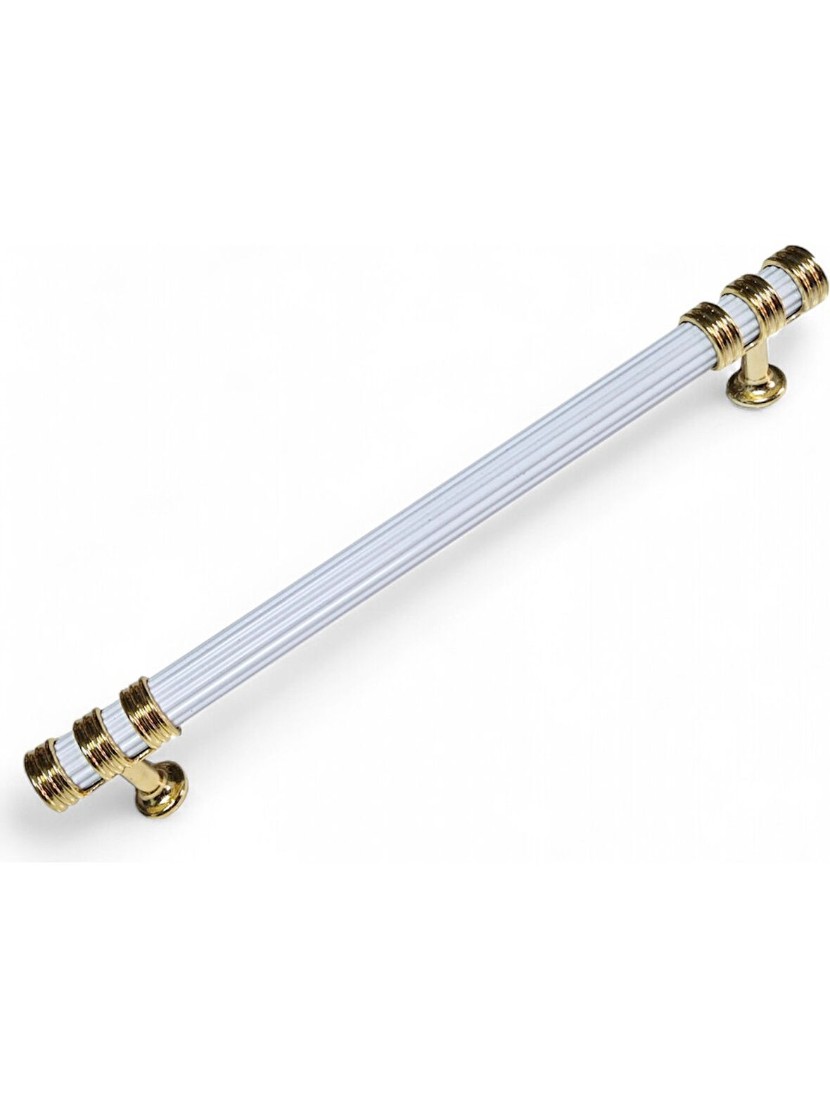 Çizgili Nesli Alüminyum Metal Lüks Modern Mobilya Çekmece Mutfak Dolabı Kulpu Beyaz-Altın 192mm
