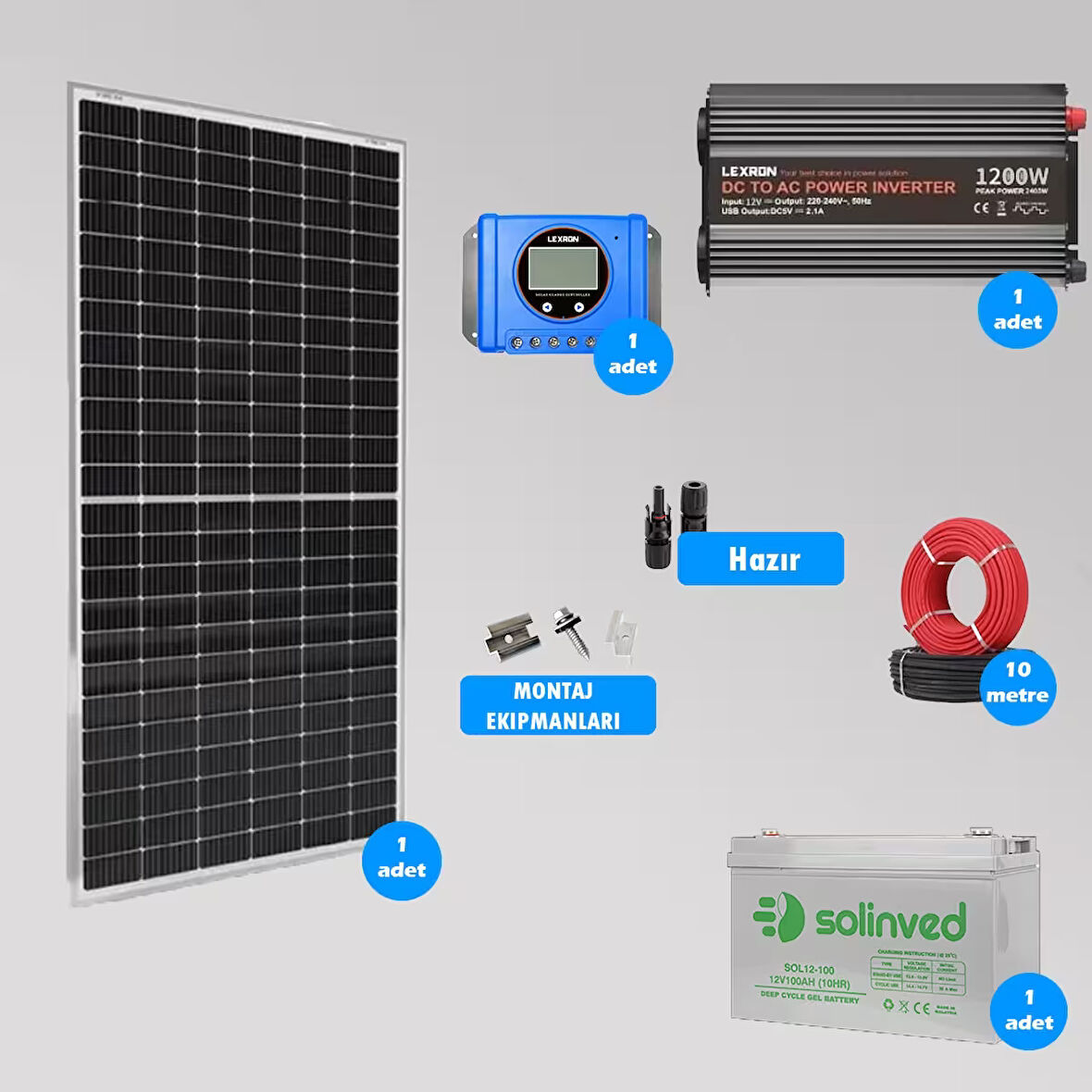 Mini Bağ Evi ve Karavan Solar Güneş Enerji Sistemi 1200W Depolama