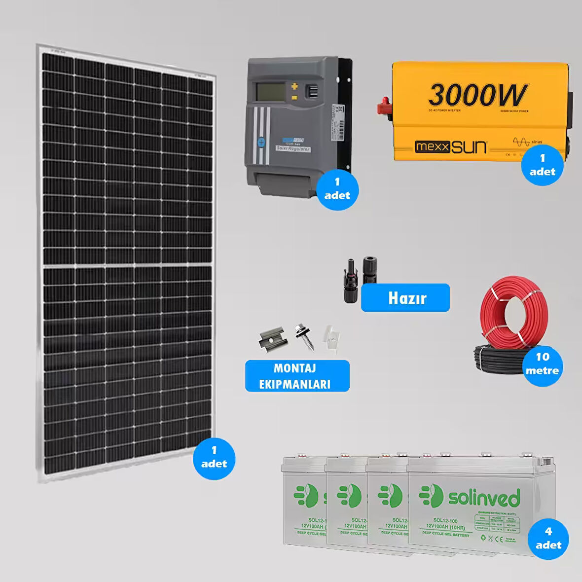 Mini Bağ Evi ve Karavan Solar Güneş Enerji Sistemi 5000W Depolama