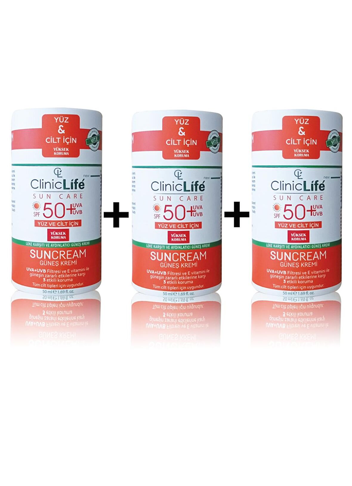 Cliniclife Leke karşıtı ve aydınlatıcı güneş kremi 50+ spf 50 ml 3'lü set