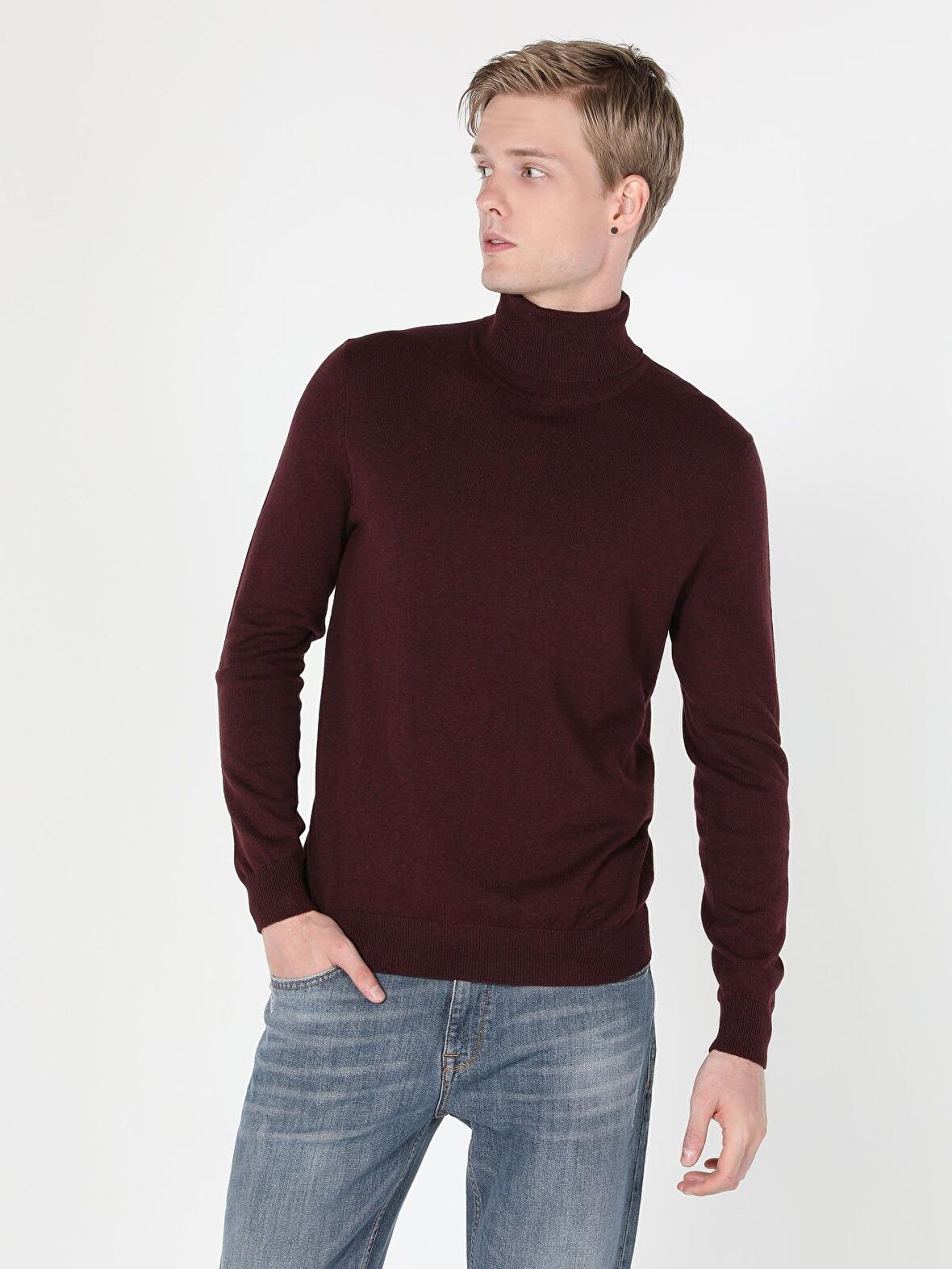 Slim Fit Mor Erkek Kazak