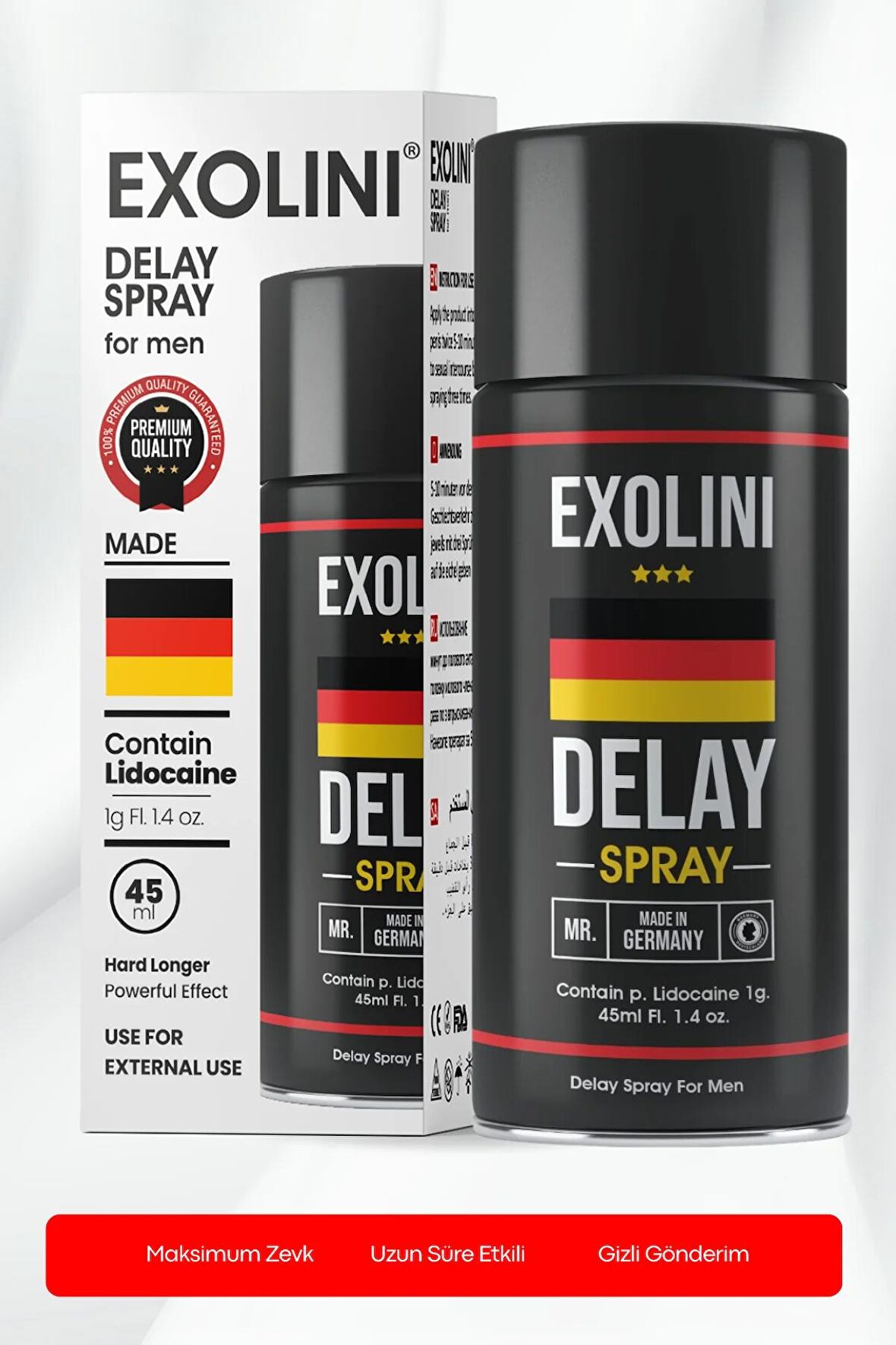 Exolini Almanya Delay Sprey 45 ml - Alman Mükemmelliği ile Uzun Süreli Deneyim