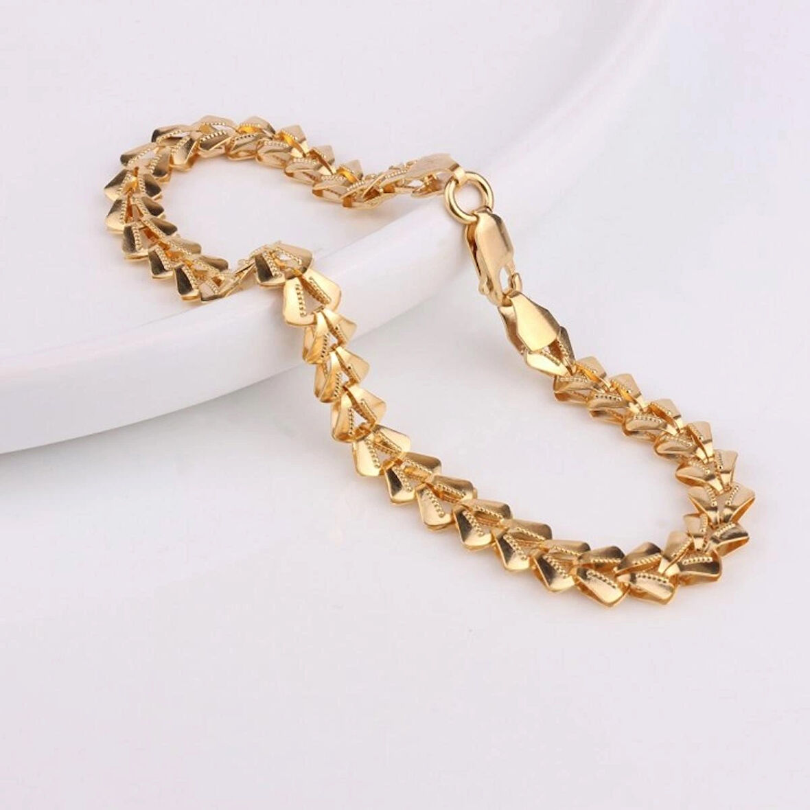 925 AYAR GÜMÜŞ GOLD UNİSEX BAŞAK BİLEKLİK