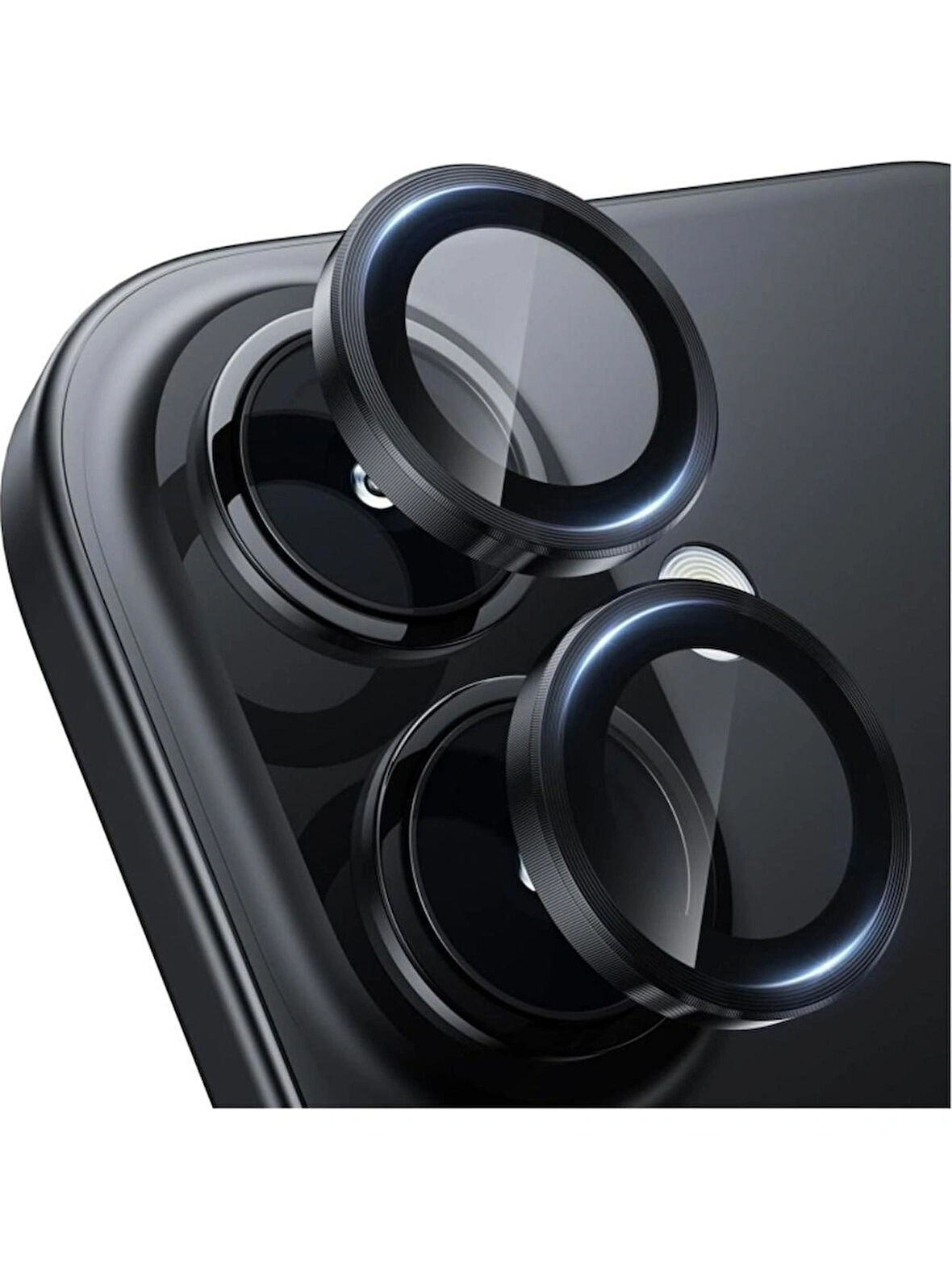iPhone 16 Uyumlu Metal Çerçeveli Temperli Kamera Lens Koruyucu