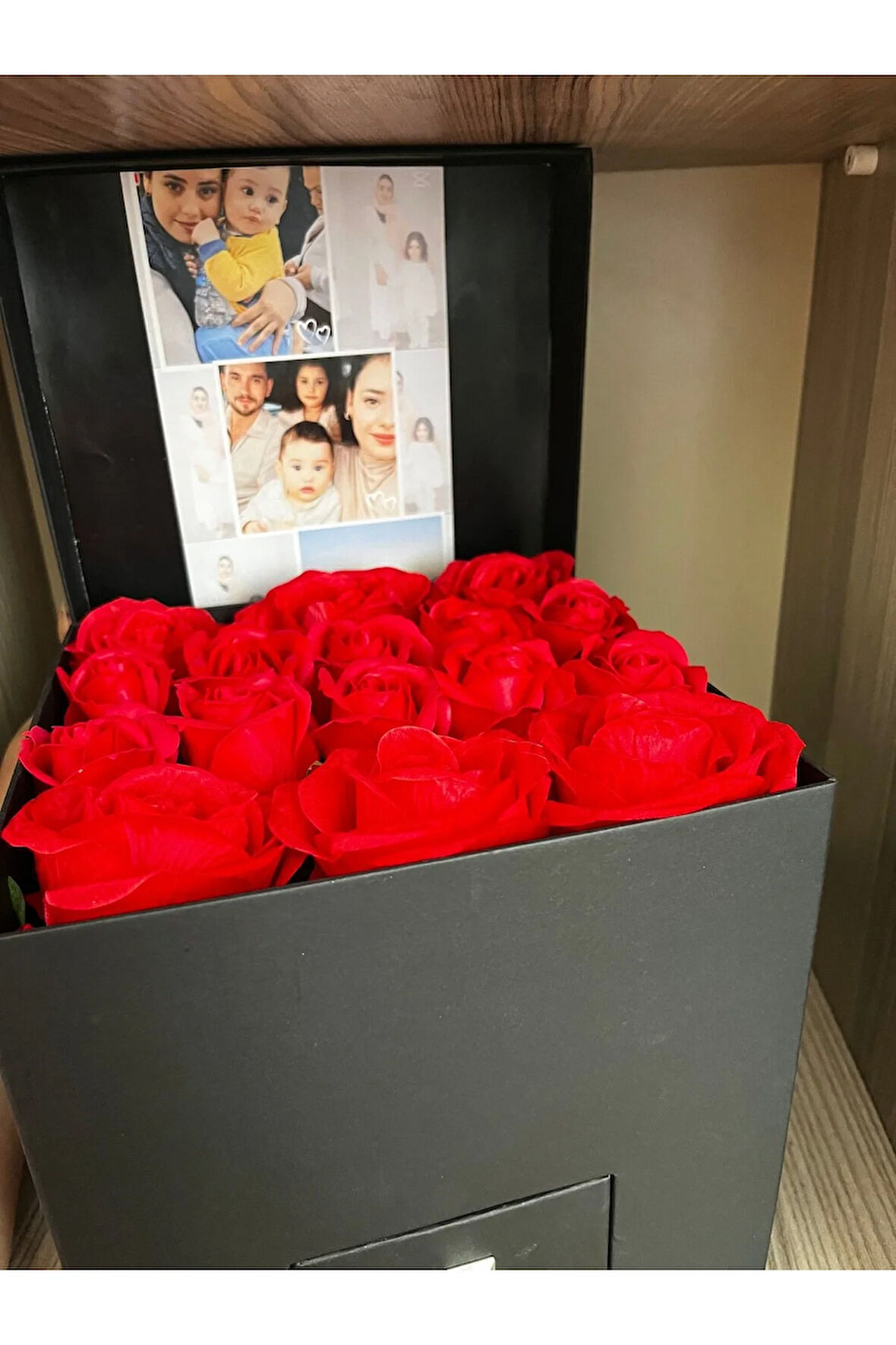 Kişiye özel fotoğraflı gül kutusu