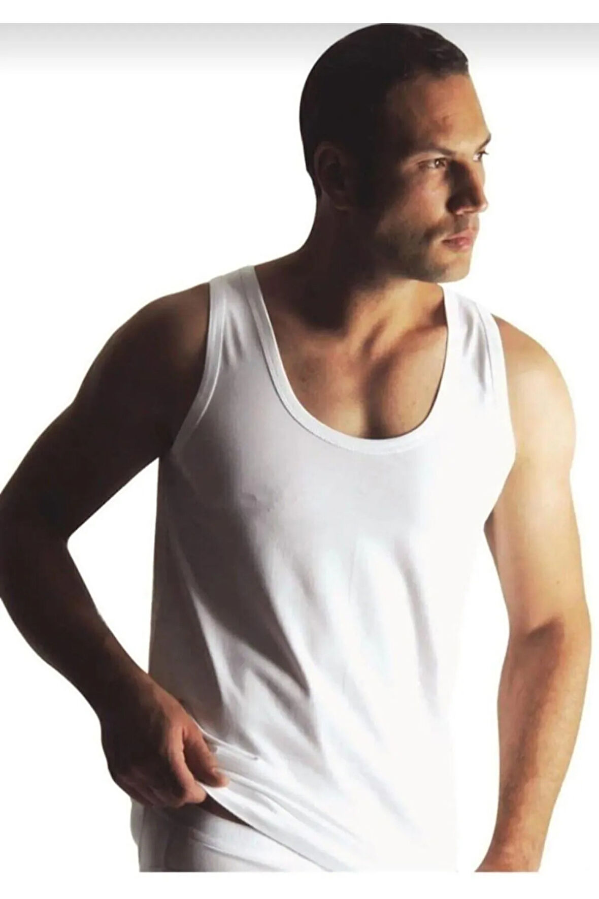 00 Erkek Exstra Beyaz %100 Pamuk Atlet Tekli