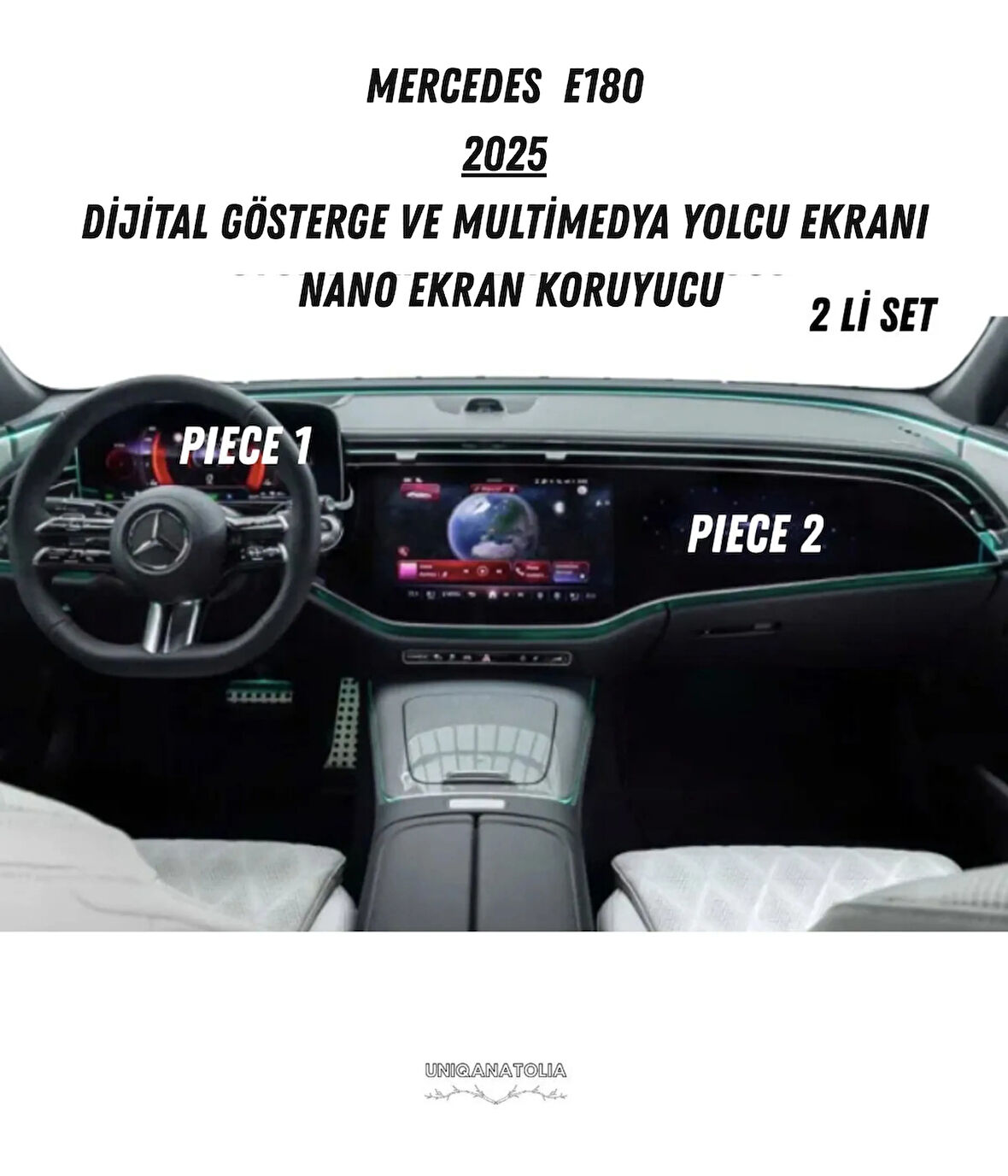 Mercedes E180 2025 Hayalet Gösterge ve Multimedya Yolcu Ekran Uyumlu Nano Ekran Koruyucu