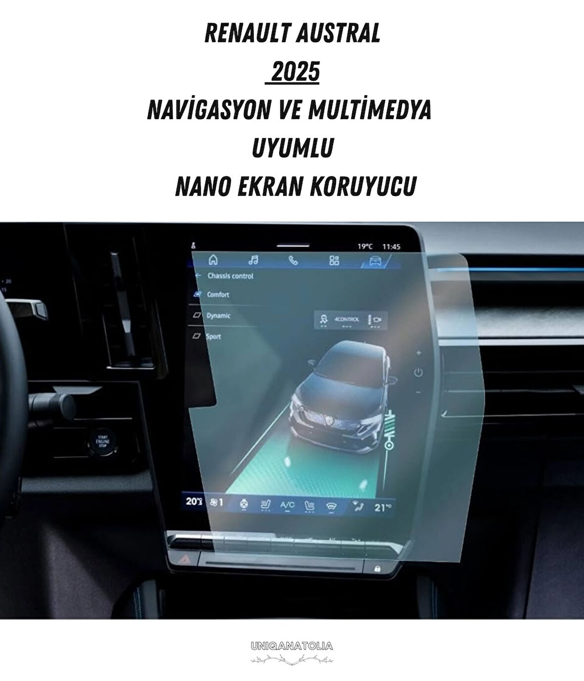 Renault Austral 2025 Navigasyon ve Multimedya Uyumlu Nano Ekran Koruyucu