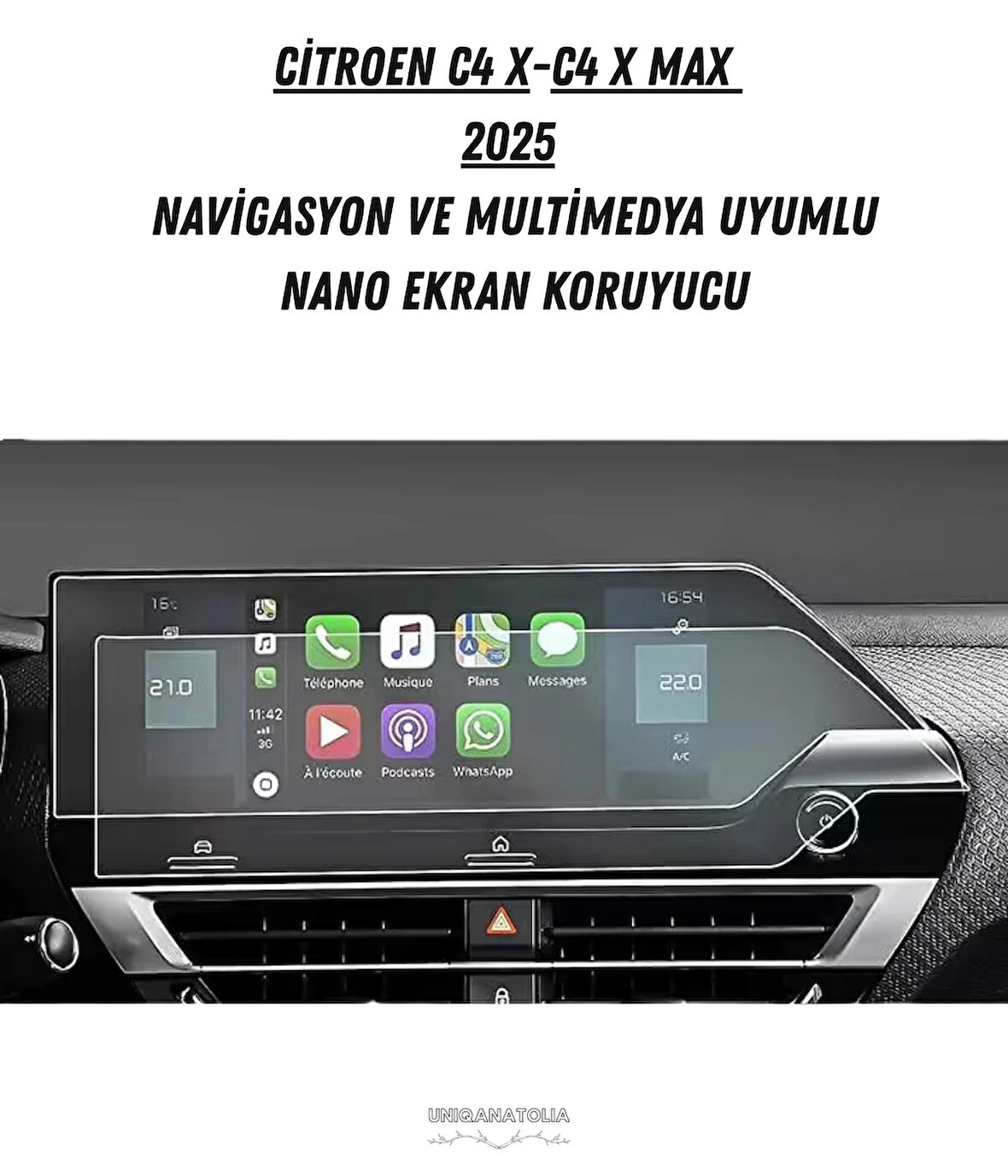 Citroen C4 X-C4 X Max 2025 Navigasyon ve Multimedya Uyumlu Nano Ekran Koruyucu
