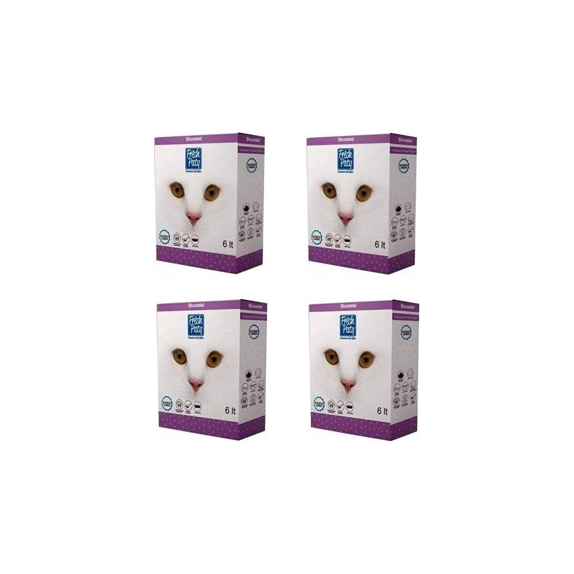 Fresh Paty Unscented Kokusuz Aktif Carbonlu Topaklaşan Kedi Kumu 6 Lt 4 Adet