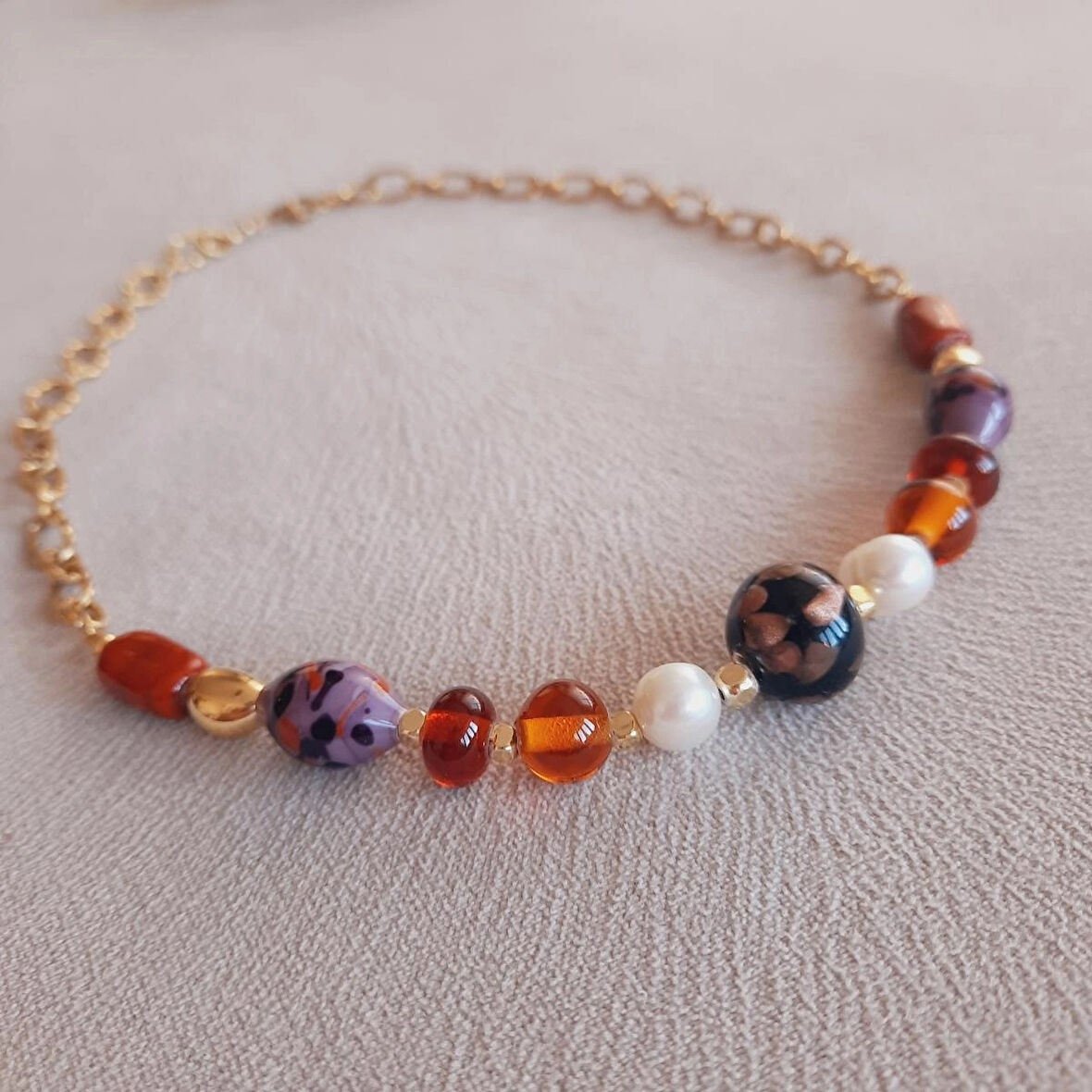 Candy Cam Boncuk Özel Tasarım Paslanmaz Çelik Kolye