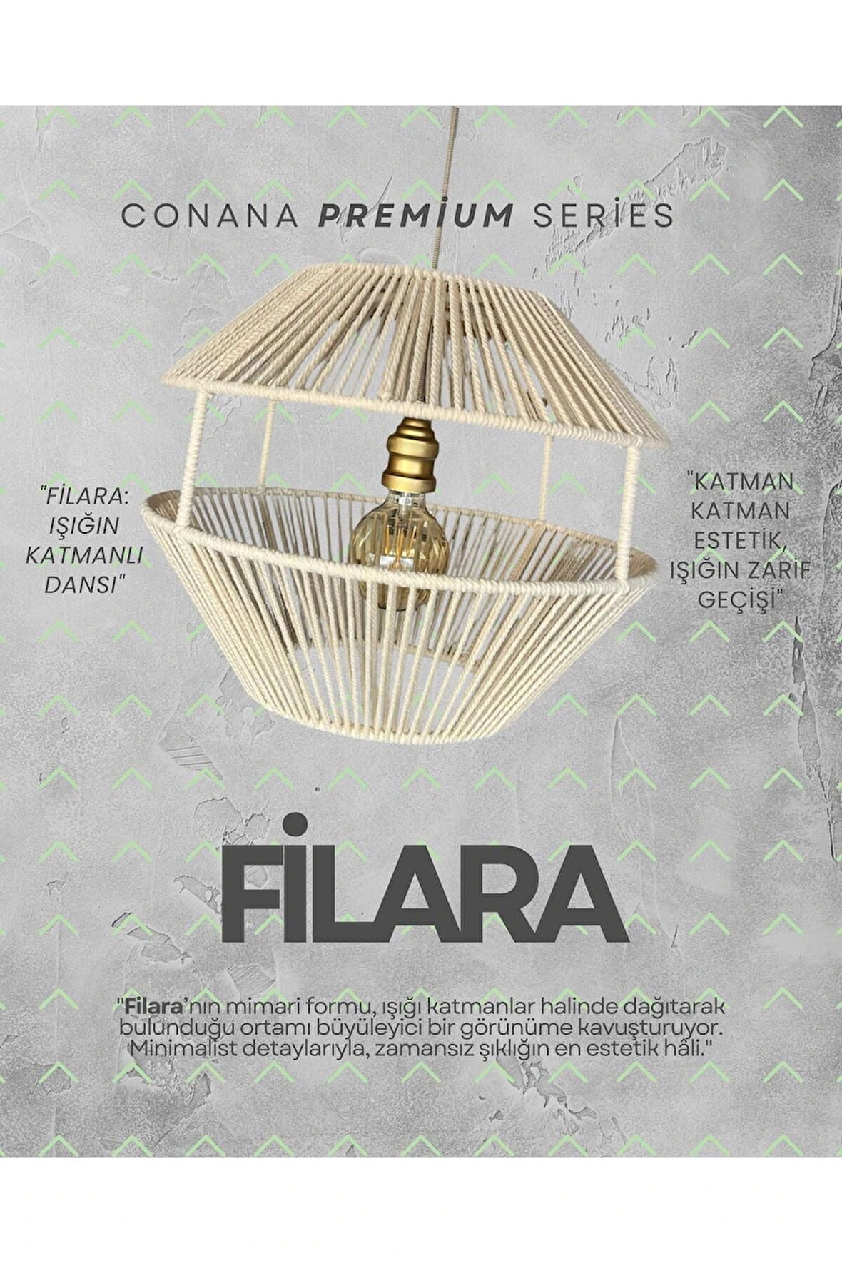 Filara Sarkıt Avize - Makrome İp, Metal İskelet (AMPUL DAHİL DEĞİLDİR)
