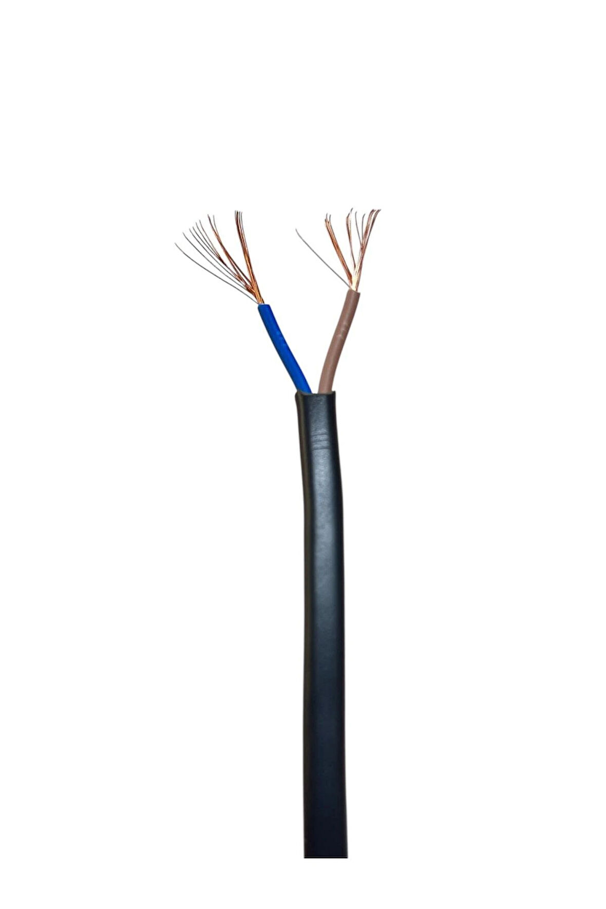 Aydınlatma Elektrik Kablosu Yassı Kablo (2*0,50 TTR Balık Sırtı Tip) (Tam Bakır) Siyah 3 Metre