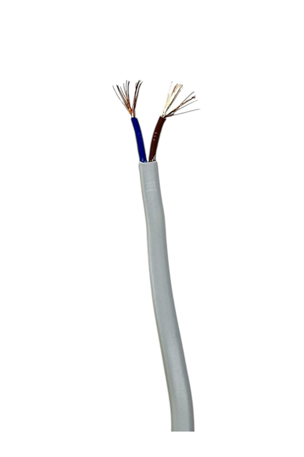 Aydınlatma Elektrik Kablosu Yassı Kablo (2*0,50 TTR Balık Sırtı Tip) (Tam Bakır) Beyaz 3 Metre