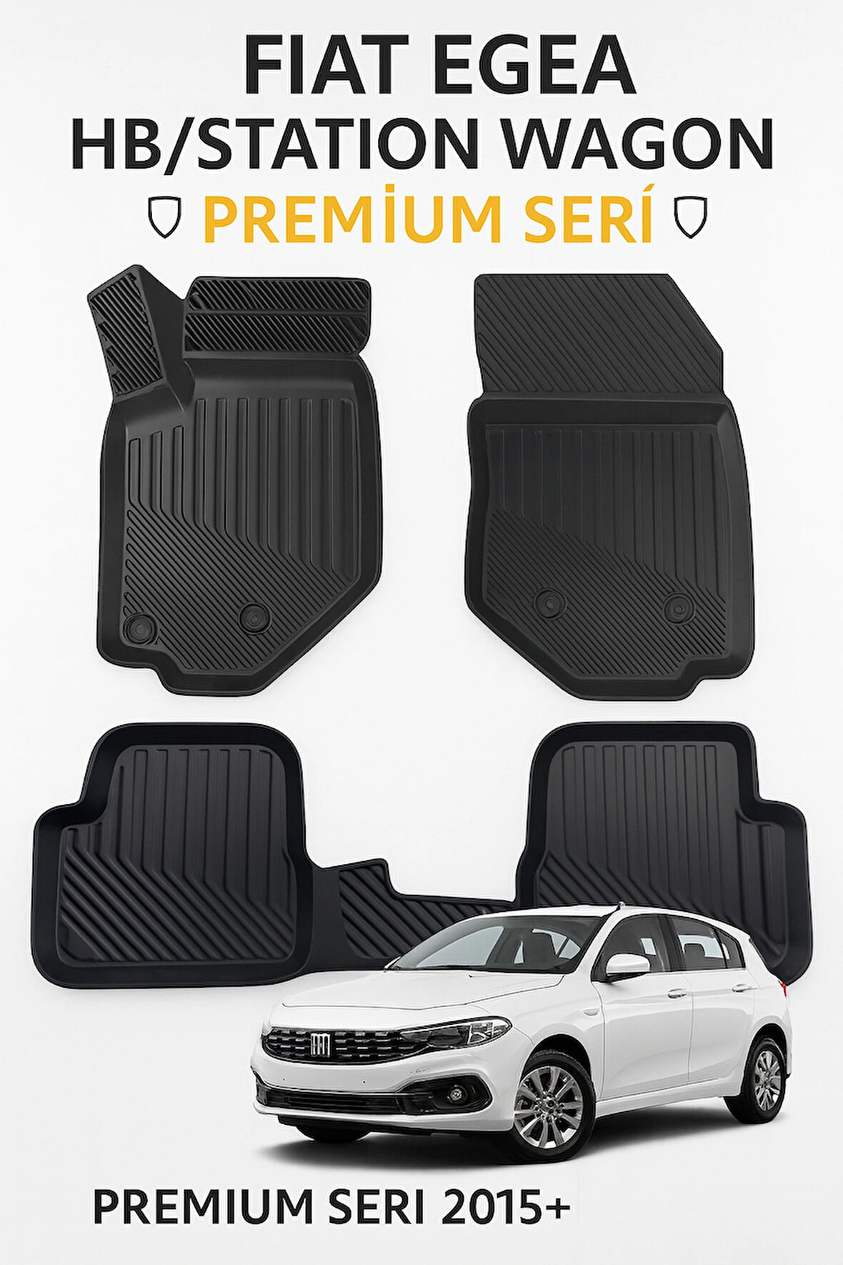 Fiat Egea 2015 Sonrası HB & SW Uyumlu 3D Kauçuk Oto Paspas – Premium Seri