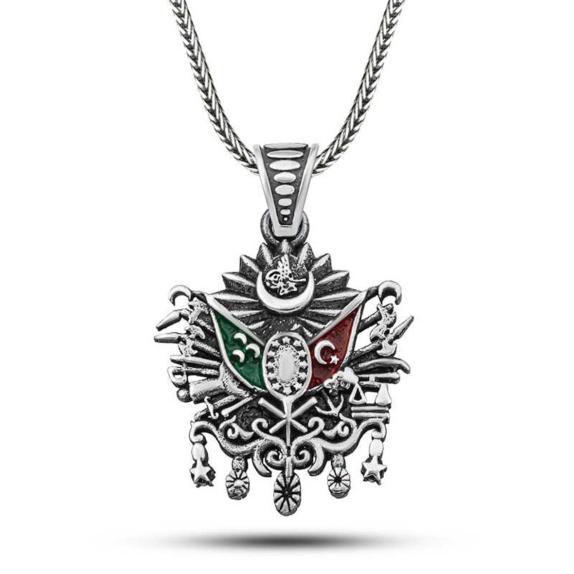 Gümüş Osmanlı Devlet Armalı Erkek Kolye
