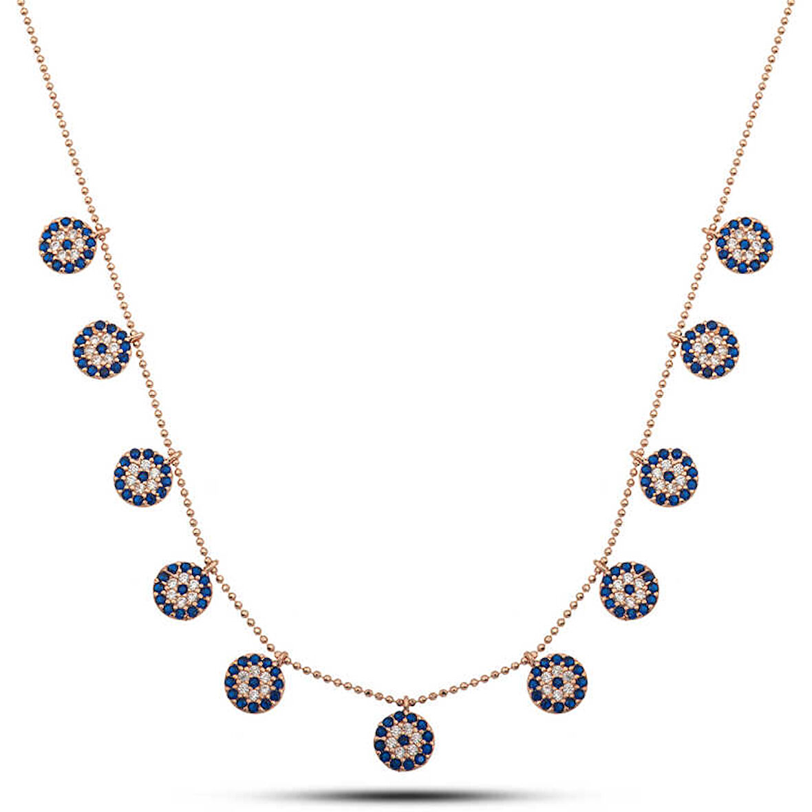 925 Ayar Gümüş Rose Nazarlı Şans Kadın Kolye