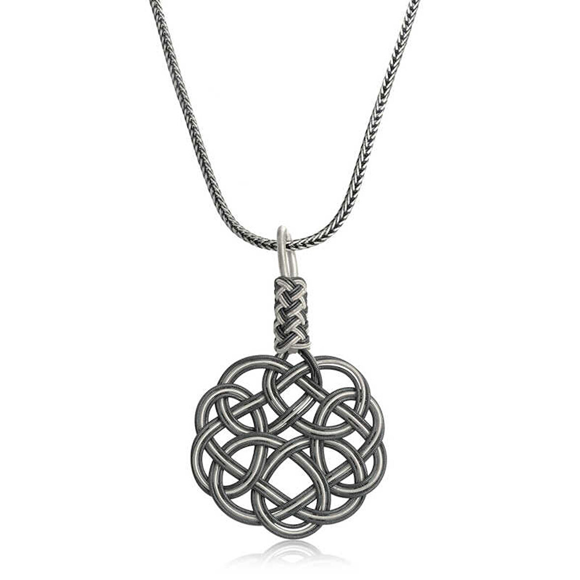 Gümüş Kazaziye Örgü Kadın Kolye