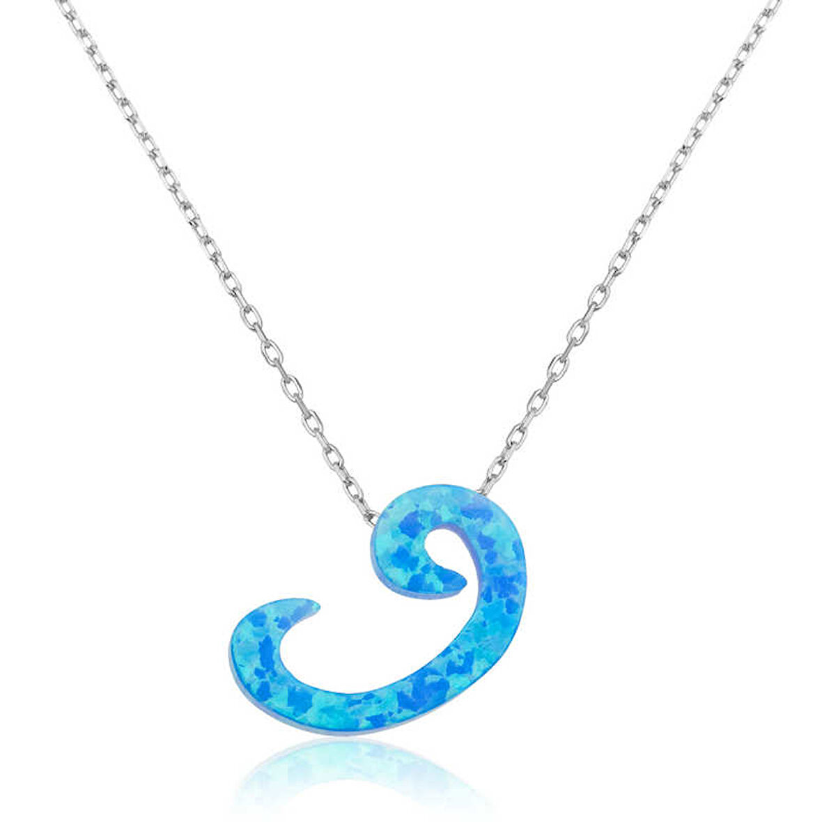 925 Ayar Gümüş Opal Taşlı Vav Kadın Gümüş Kolye