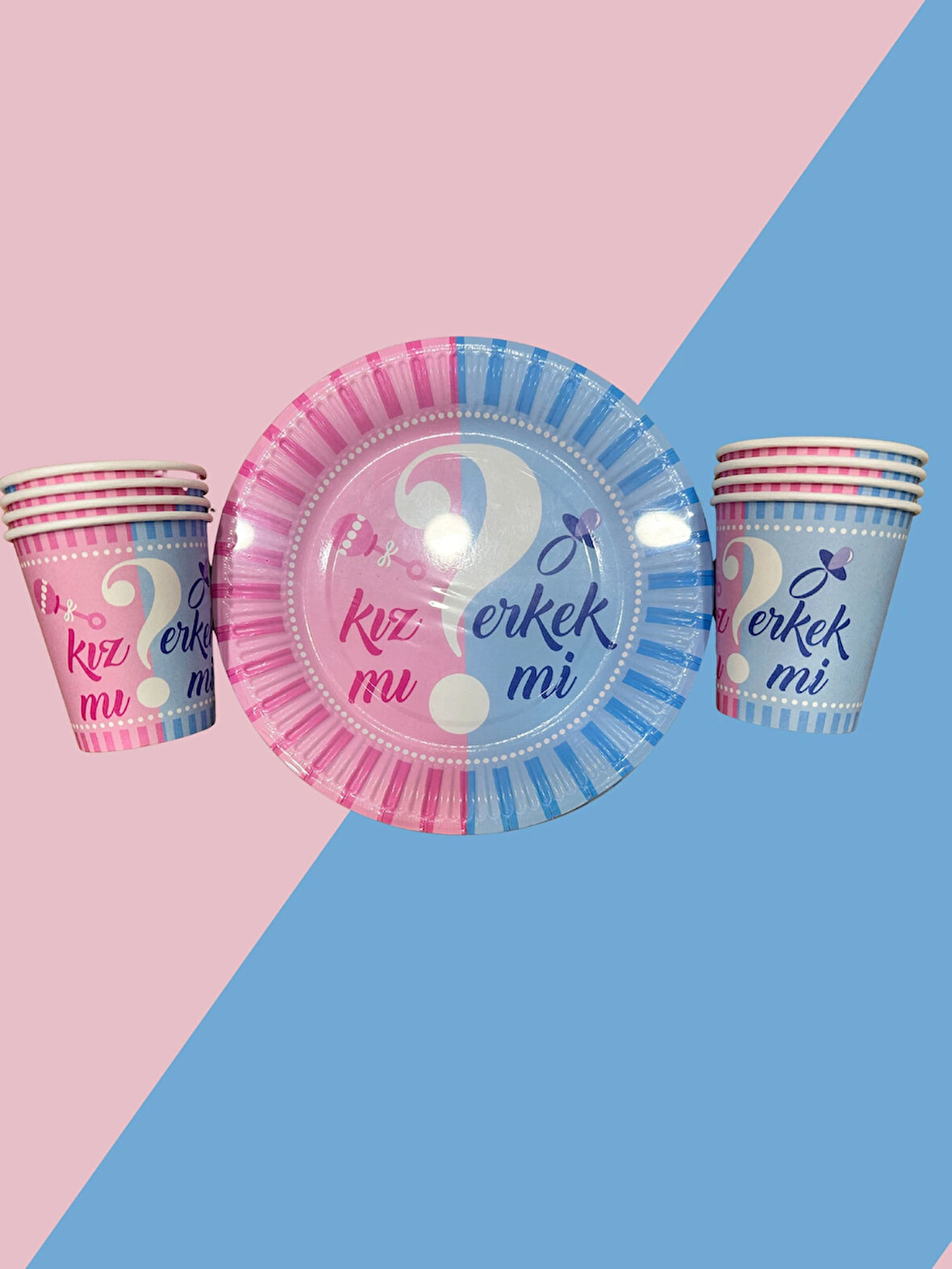 Bebek Cinsiyet Partisi Masa Seti – 8’li Tabak & 8’li Bardak