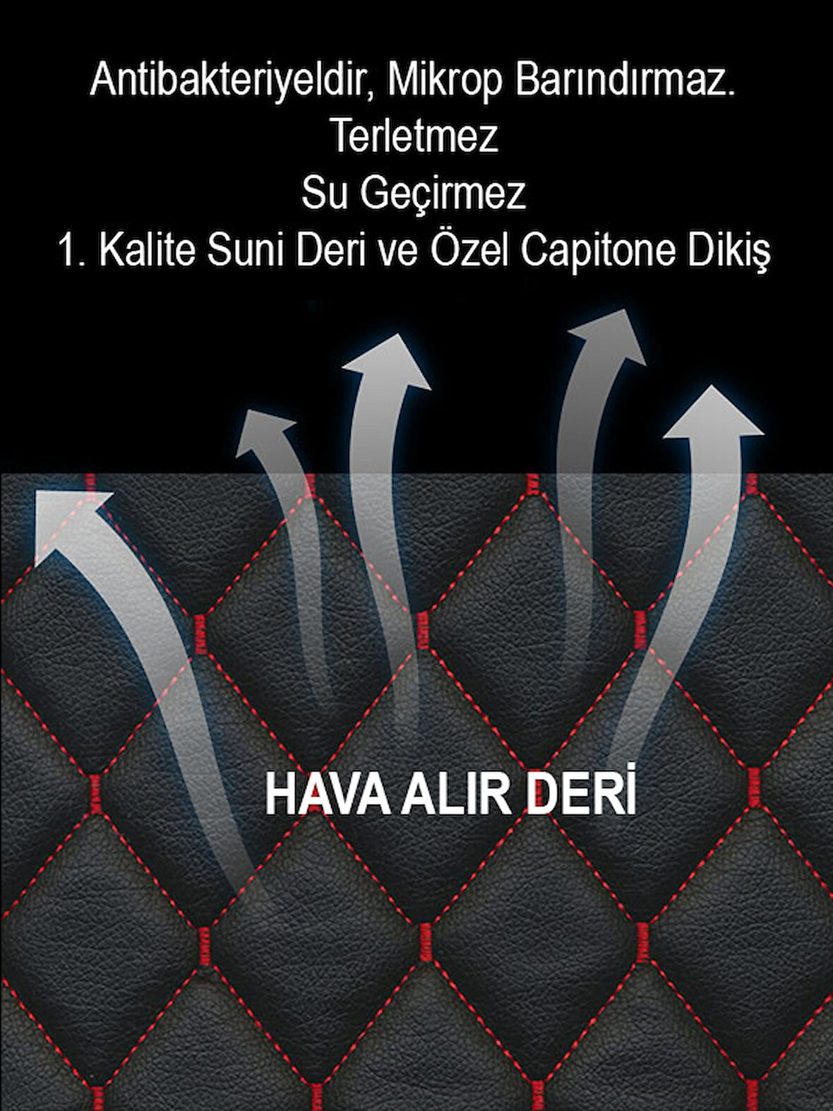 Kia Sorento Kumaş 2li Deri Kaplama Koltuk Minderi Siyah Kırmızı