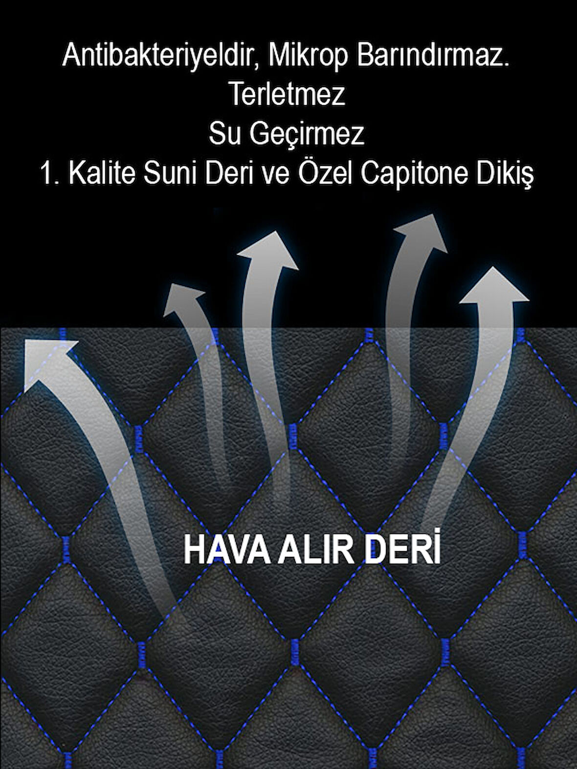 Audi A1 2li Koltuk Minderi Terletmez Deri SiyahMavi