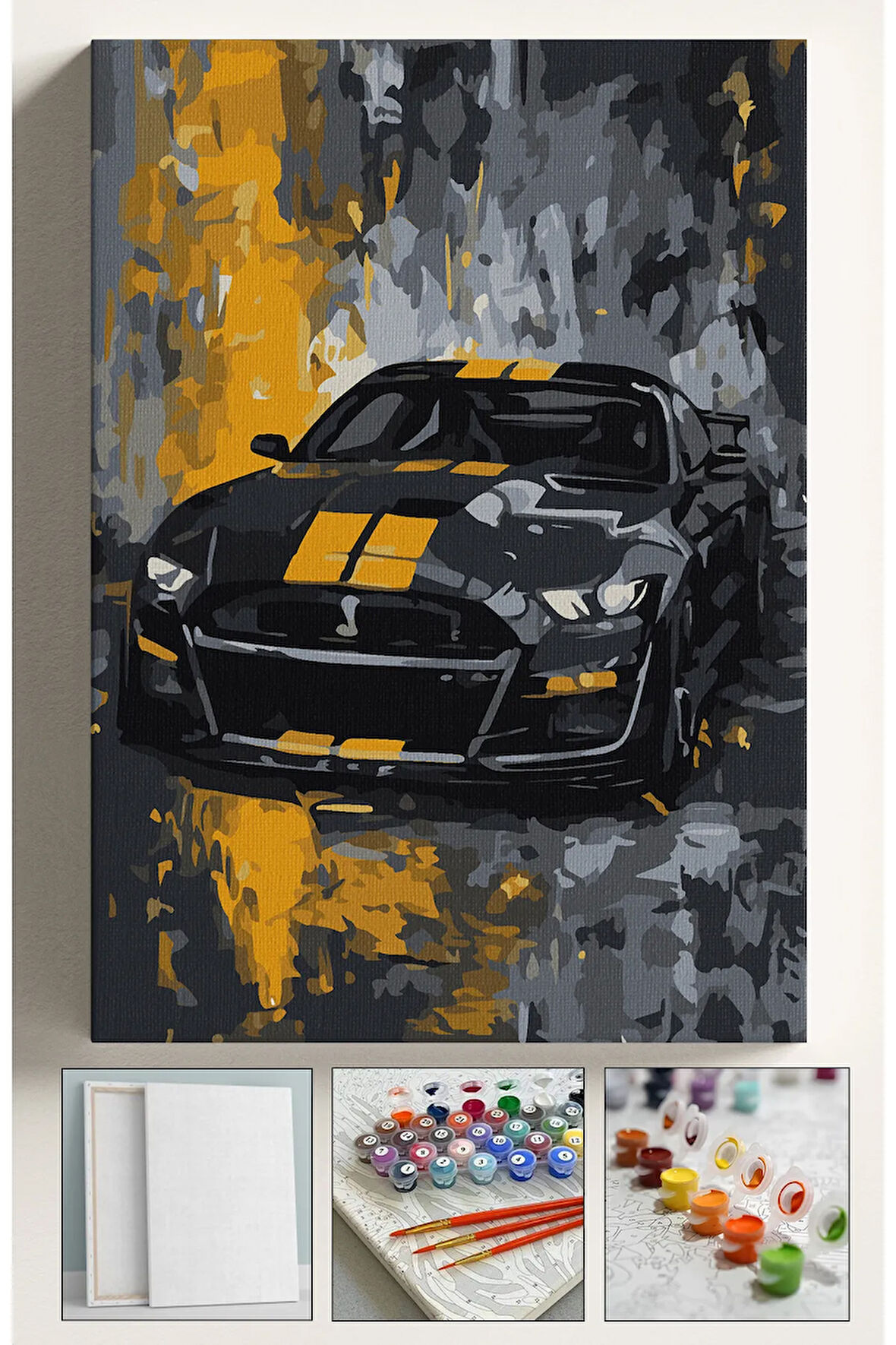 Sayılarla Boyama Tuval Seti Fırça Boya Dahil (Çıtalı) 40x50 CM - COBRA CAR