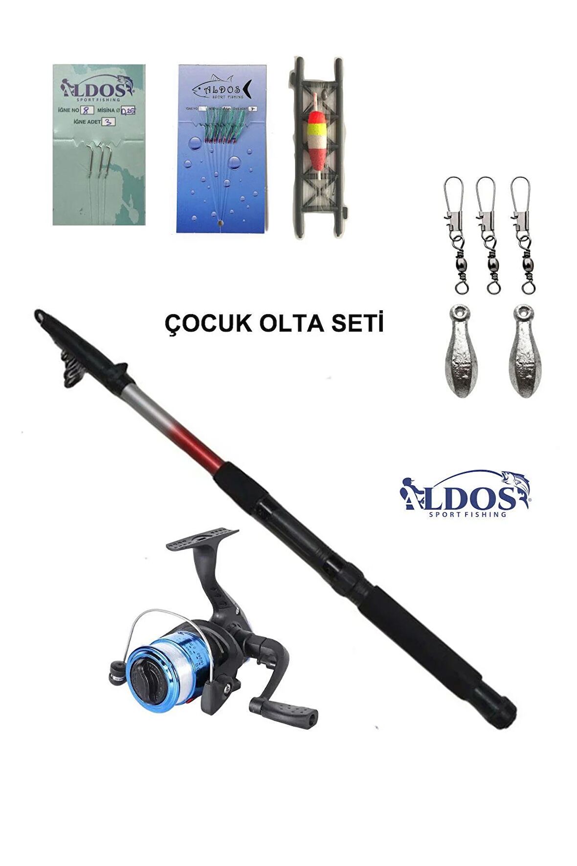 ALDOS 180 Cm Kamış Makina Olta Seti Tam Takım Olta Seti Çocuk Olta Seti Hobi Kıyı Seti