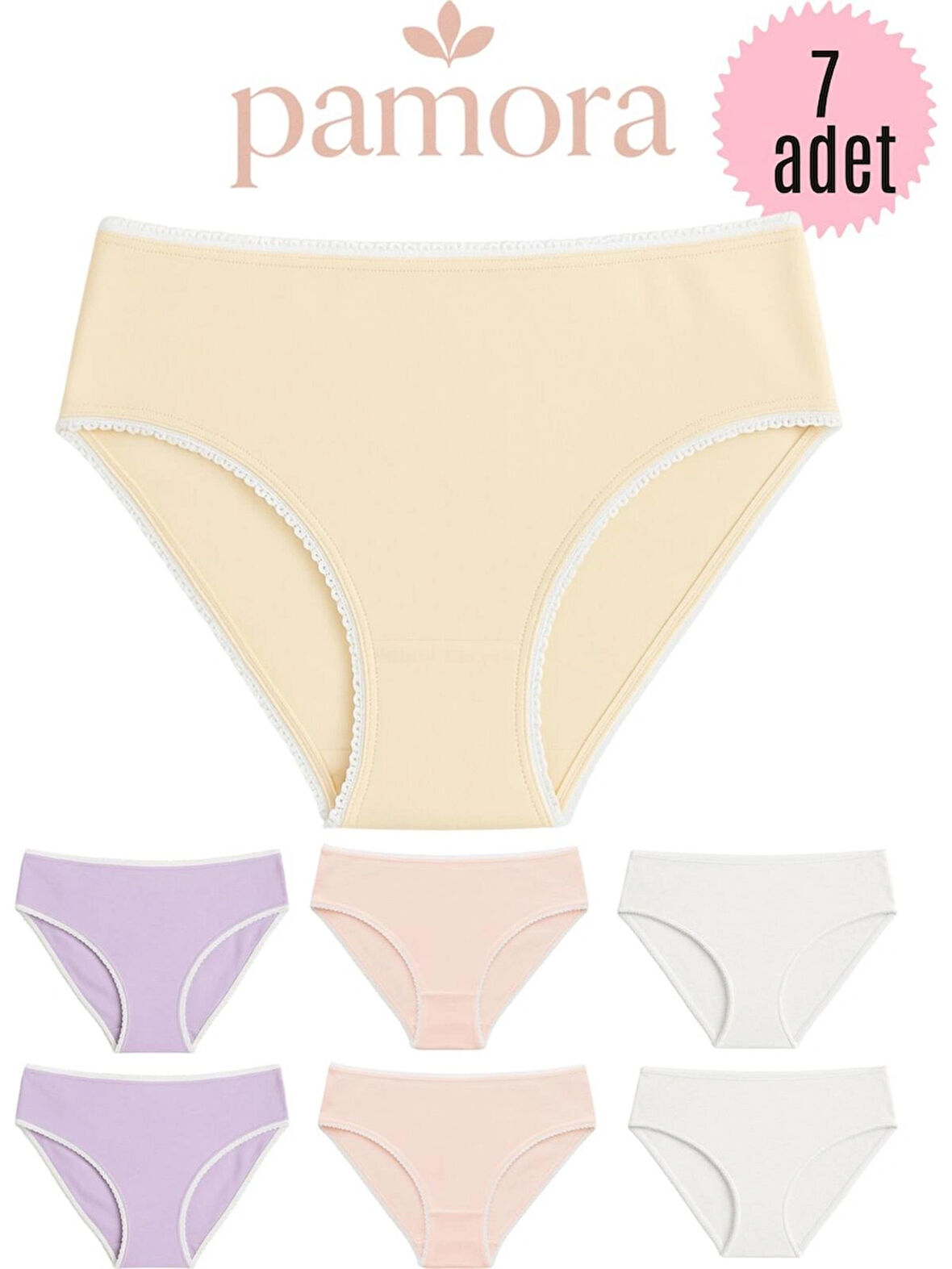 Kadın Külot 7 Li Paket Pamuklu Likralı Karşık Renk