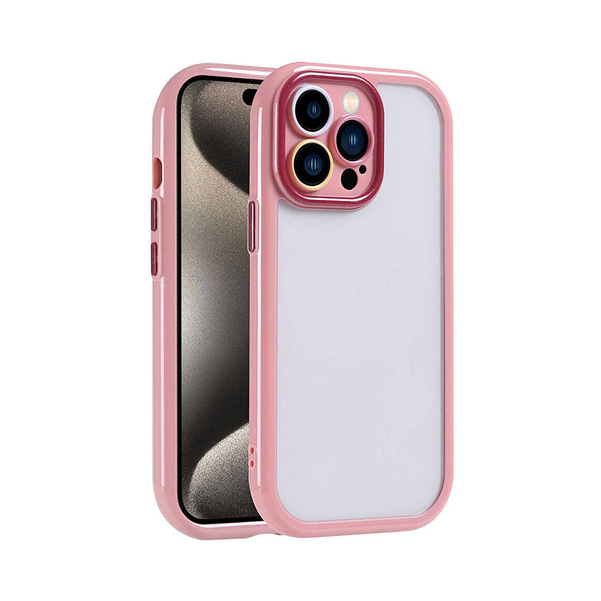 Forzacase iPhone 15 Pro Max uyumlu Colorful Serisi Kamera Korumalı Yarı Esnek Plastik Tpu Kılıf