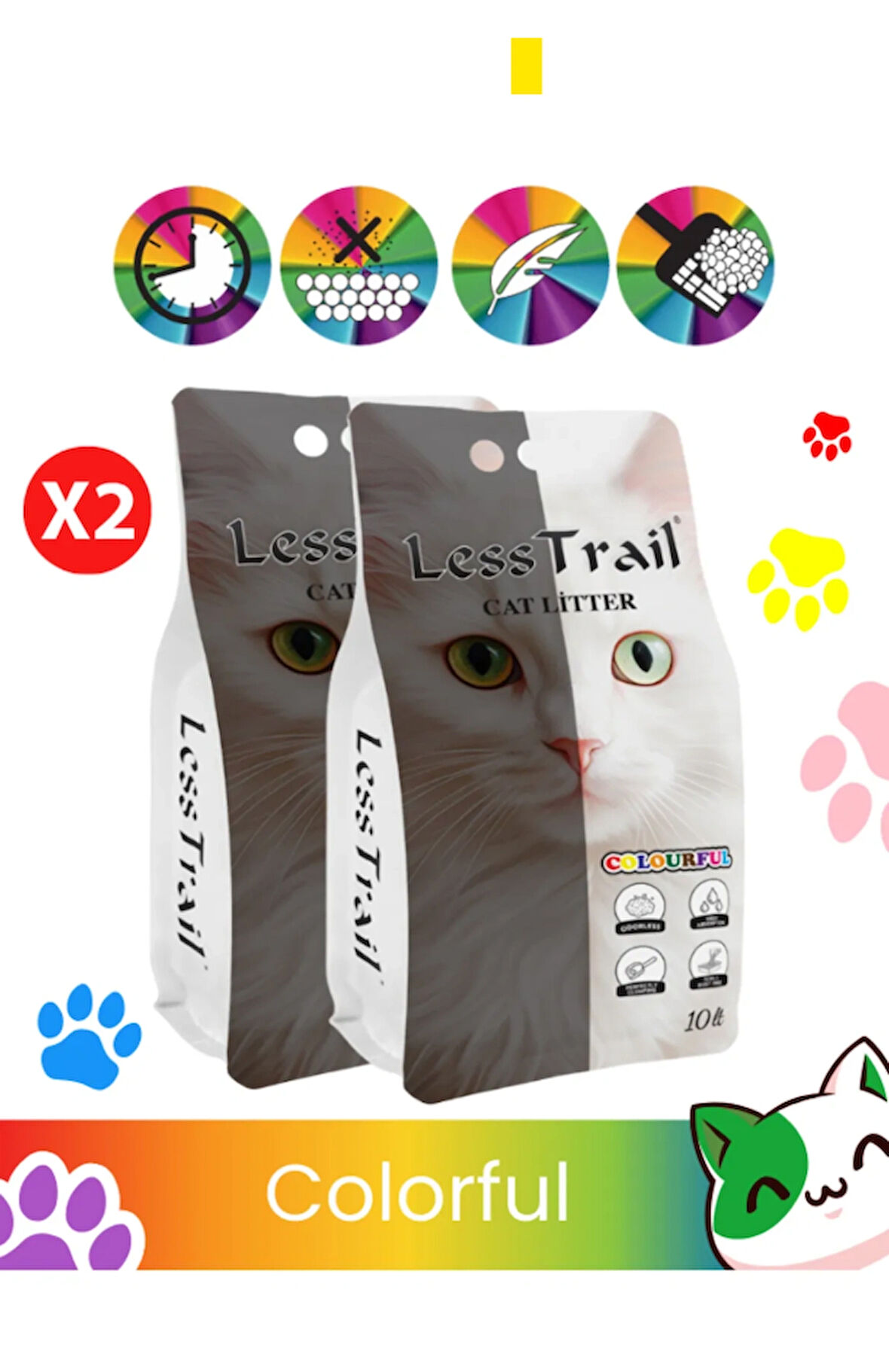 Colorful Kedi Kumu 10lt X 2 Adet