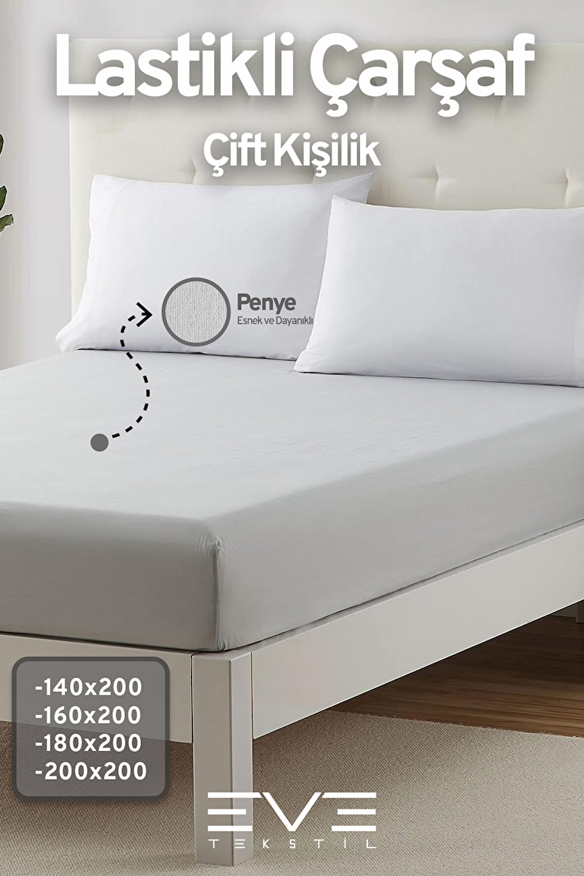 Fitted Yüksek Kaliteli Penye Kumaş Çift Kişilik Lastikli Çarşaf 