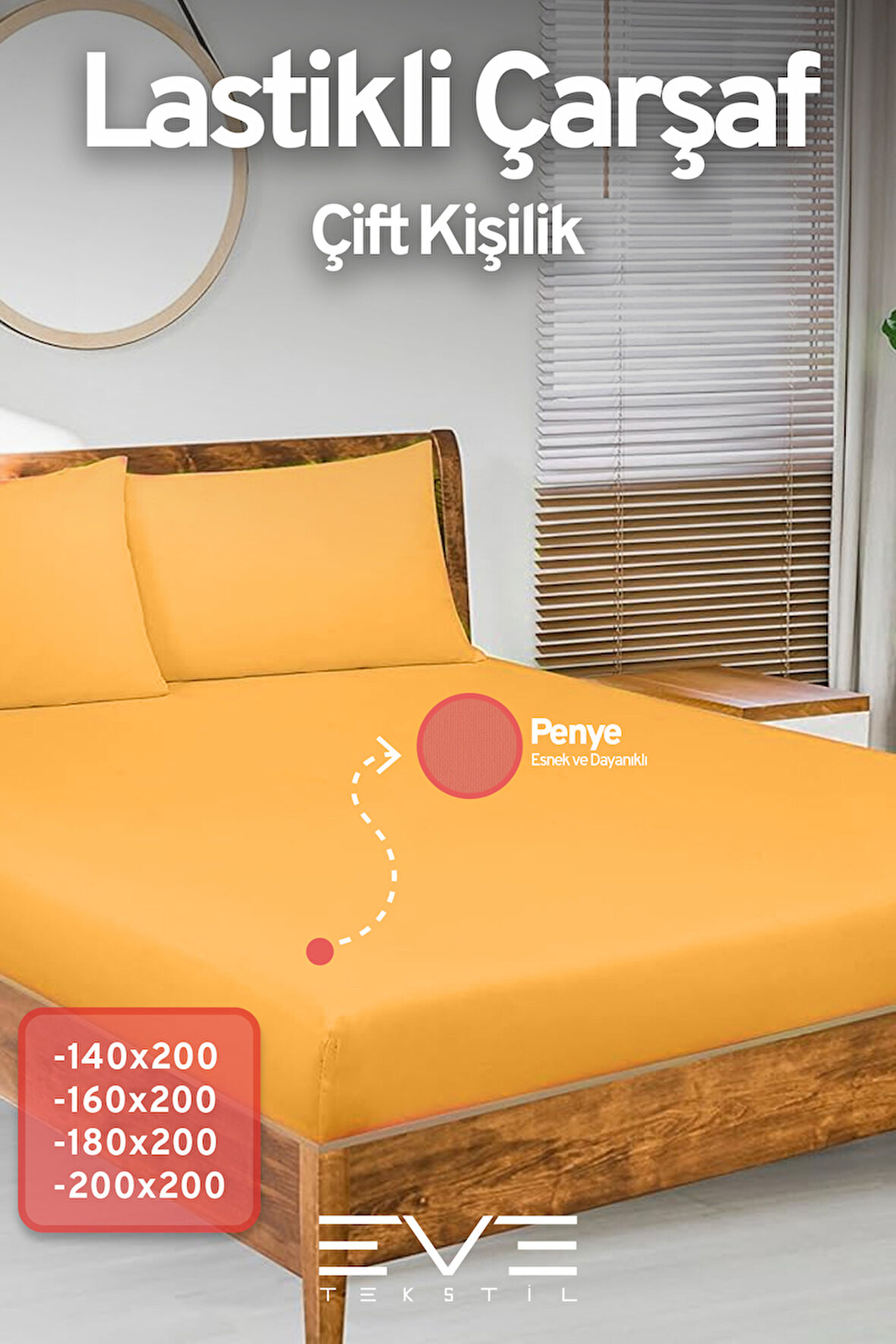 Fitted Yüksek Kaliteli Penye Kumaş Çift Kişilik Lastikli Çarşaf 