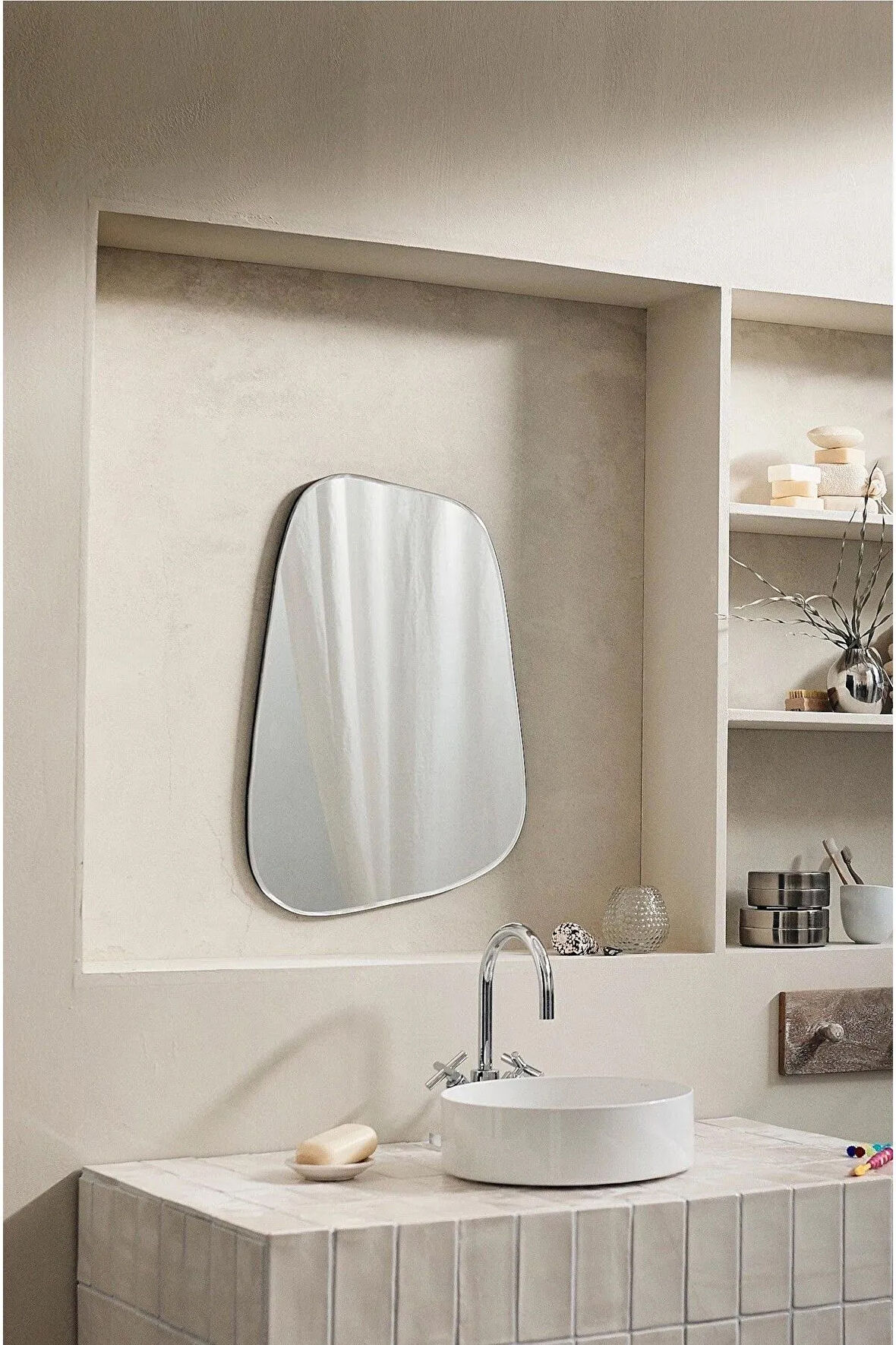 150 cm Asimetrik Duvar Dekorasyon Aynası - Konsol Üstü Salon Dekorasyon Aynası-205