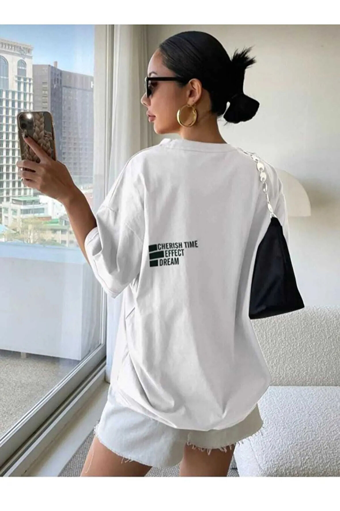 malkoçbey cherısh tıme baskılı overisze unisex basic t-şhirt