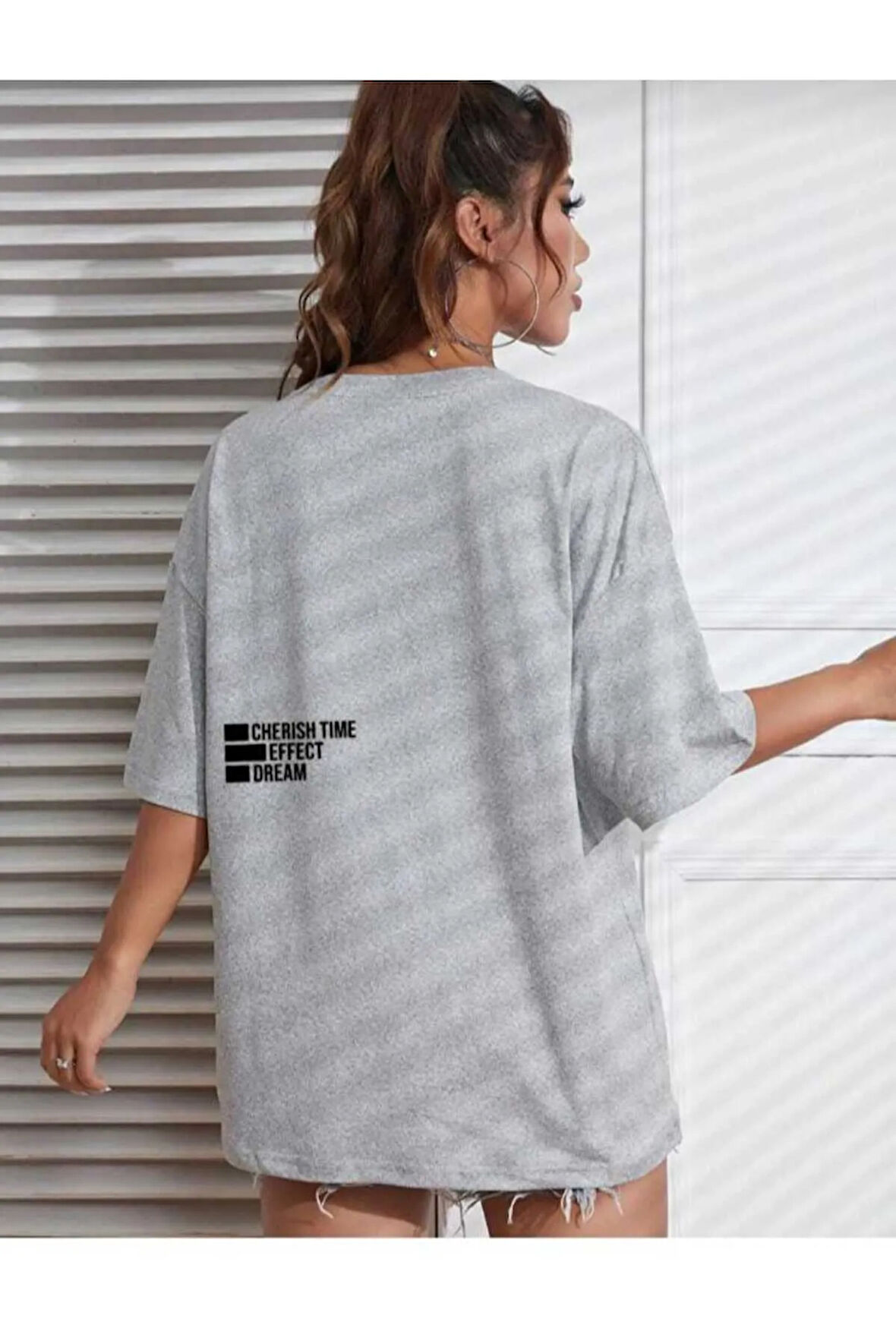 malkoçbey cherısh tıme baskılı overisze unisex basic t-şhirt