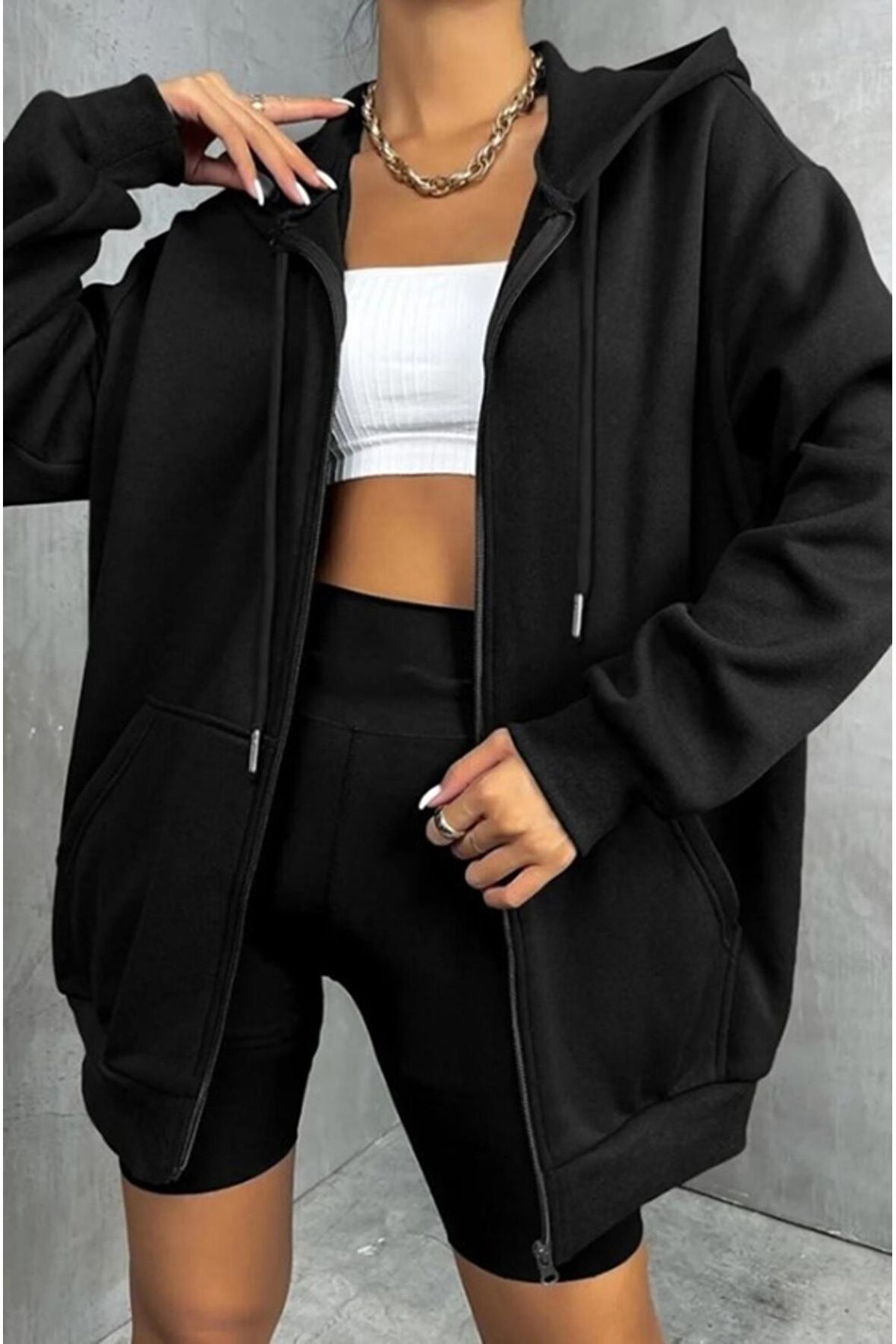 Kapüşonlu Oversize Mevsimlik Unisex Sweatshirt