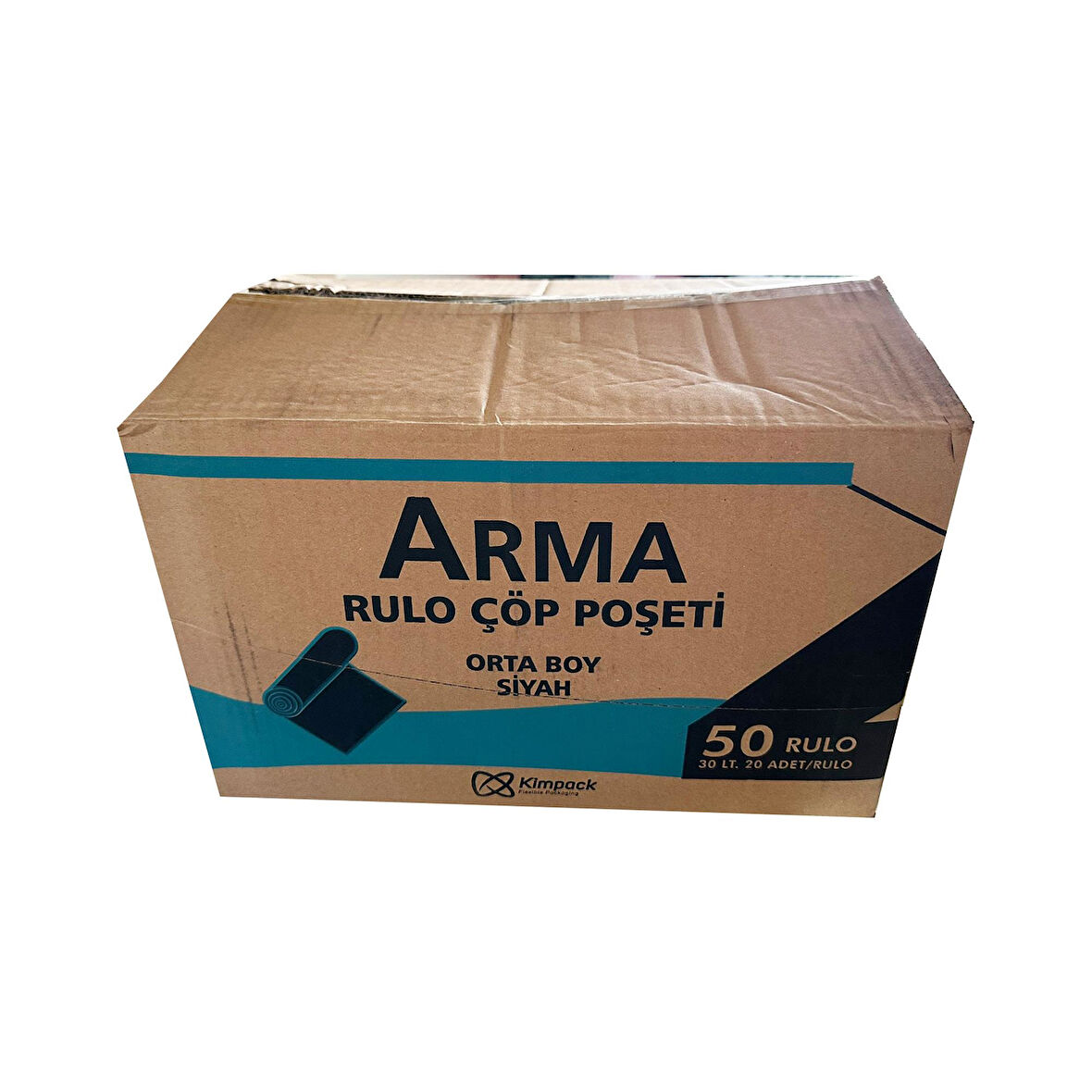 Arma Siyah Orta Boy 55x60 Cm. 30 Litre Çöp Torbası Poşeti - 20 Adetlik 50 Rulo / 1000 Adet / Koli