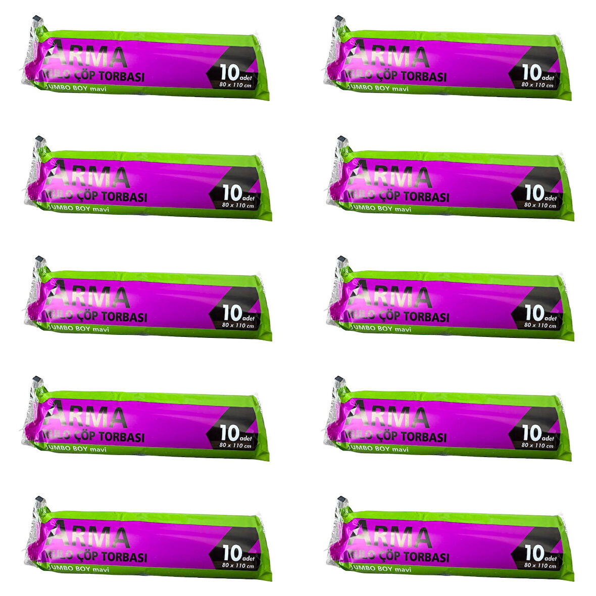 Arma Jumbo Boy 90 Lt. Mavi Çöp Torbası Poşeti - 80 x 110 Cm / 10 Adetlik 10 Rulo