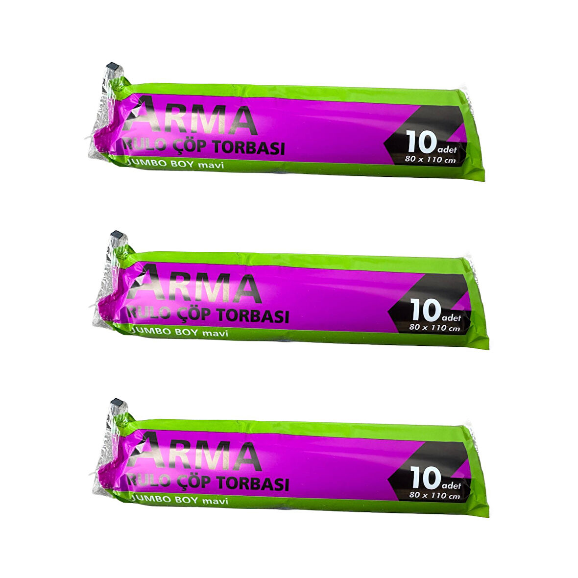 Arma Jumbo Boy 90 Lt. Mavi Çöp Torbası Poşeti - 80 x 110 Cm / 10 Adetlik 3 Rulo